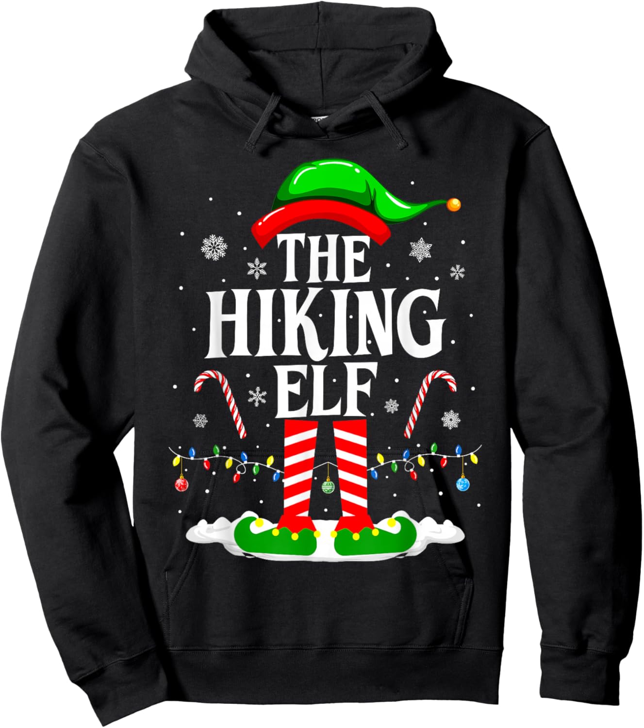 The Hiking Elf Xmas Funny Matching Family Group Christmas Hoodie - Hoodie | Black
