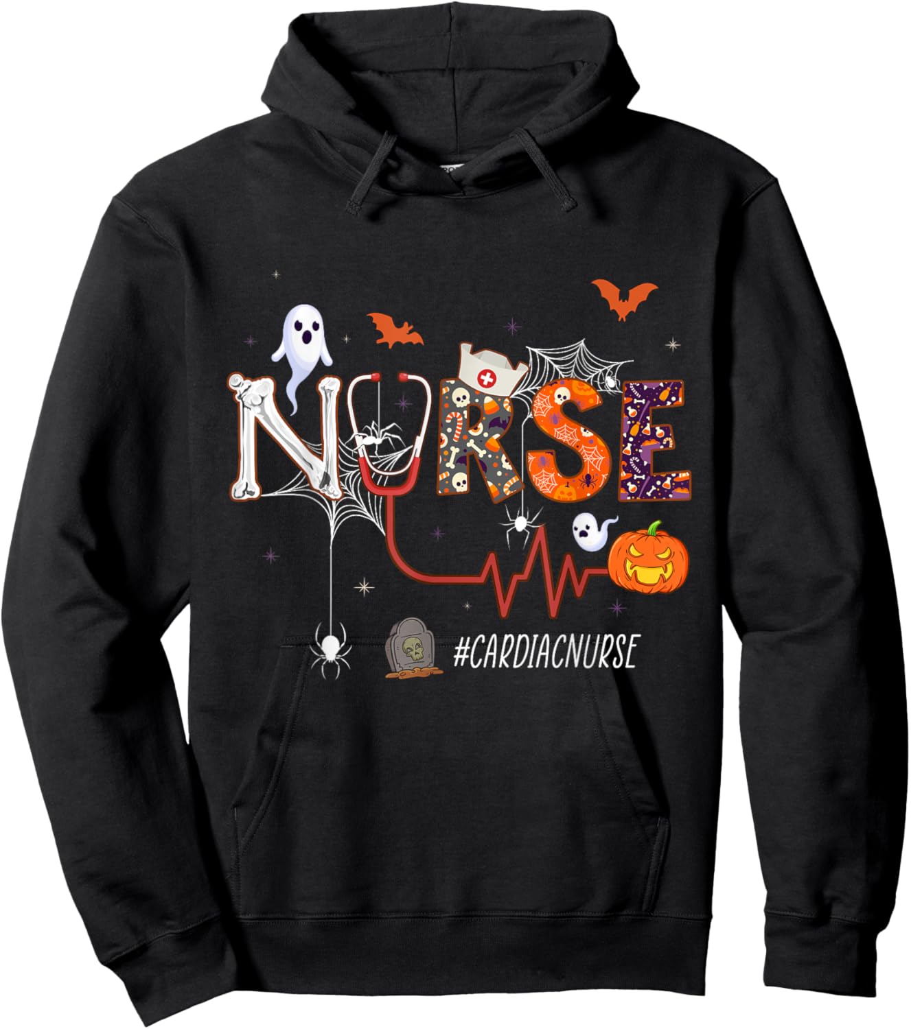 Cardiac Nurse Pumpkin Halloween Nursing Hoodie - Hoodie | Black