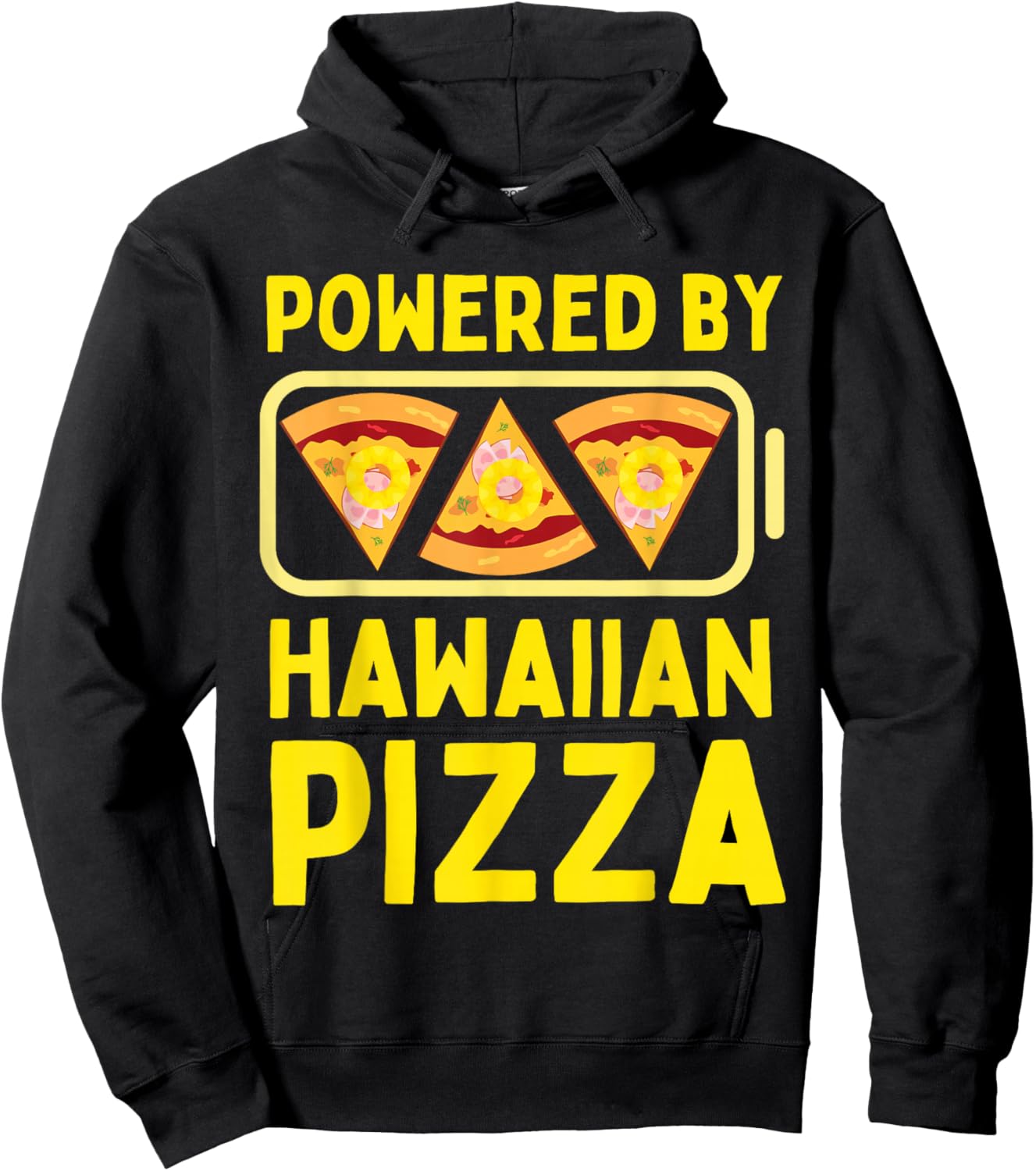 Powered by Hawaiian Pizza Lover Funny I Love Pineapple Pizza Hoodie - Hoodie | Black