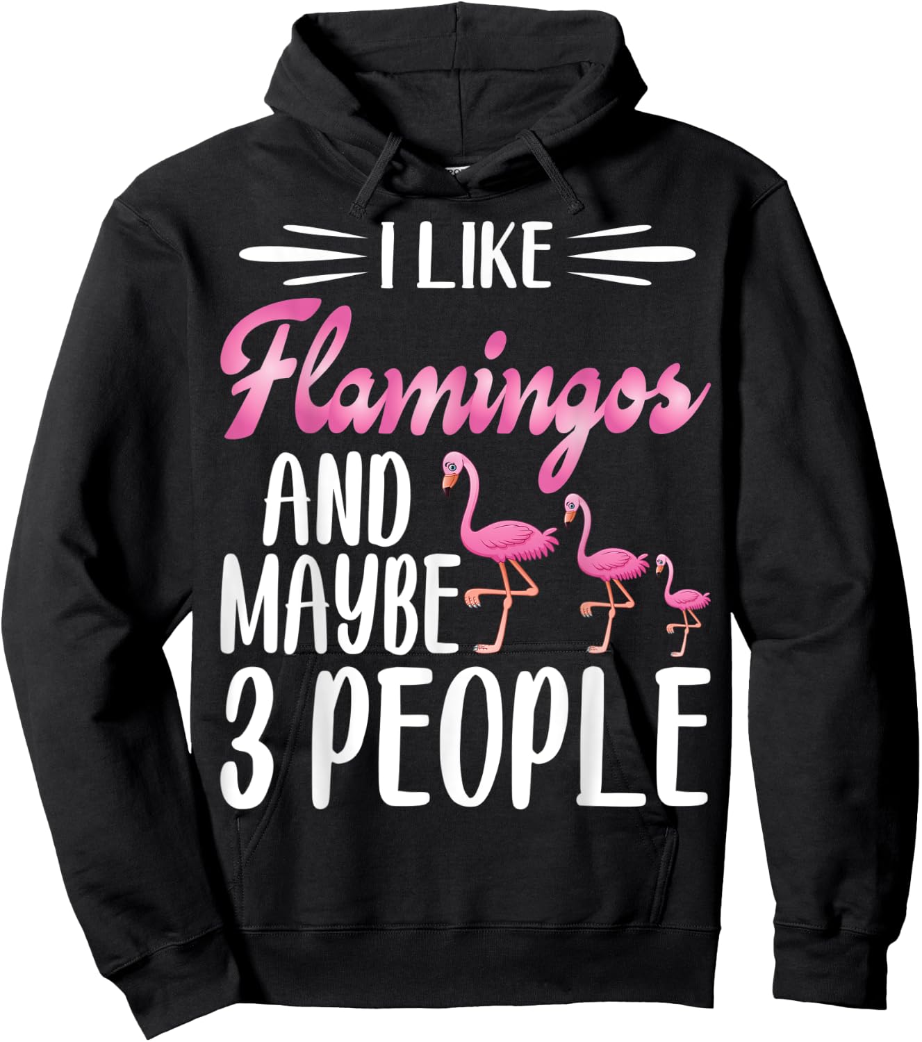 I Like Flamingos and Maybe 3 People | Flamingo Lover Hoodie - Hoodie | Black