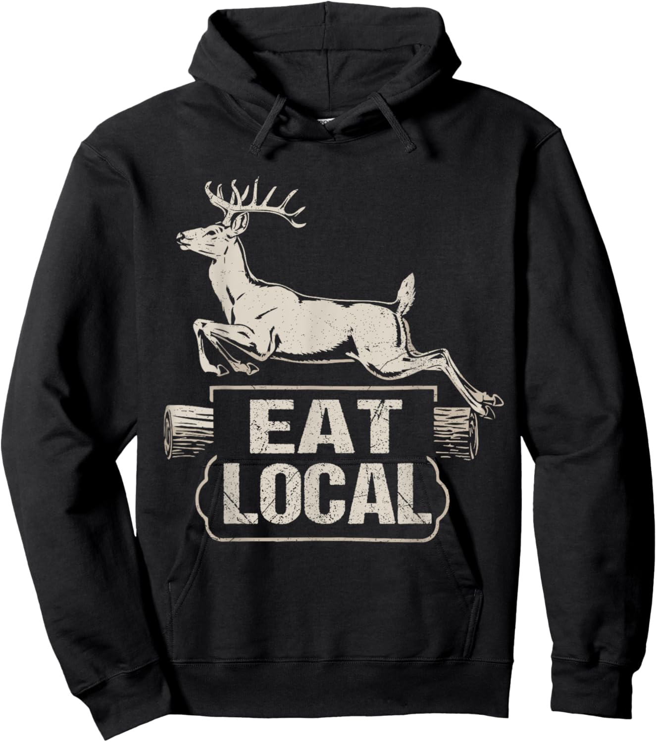 Eat Local Deer Funny Joke Hunting Dad Hunter Deer Hoodie - Hoodie | Black