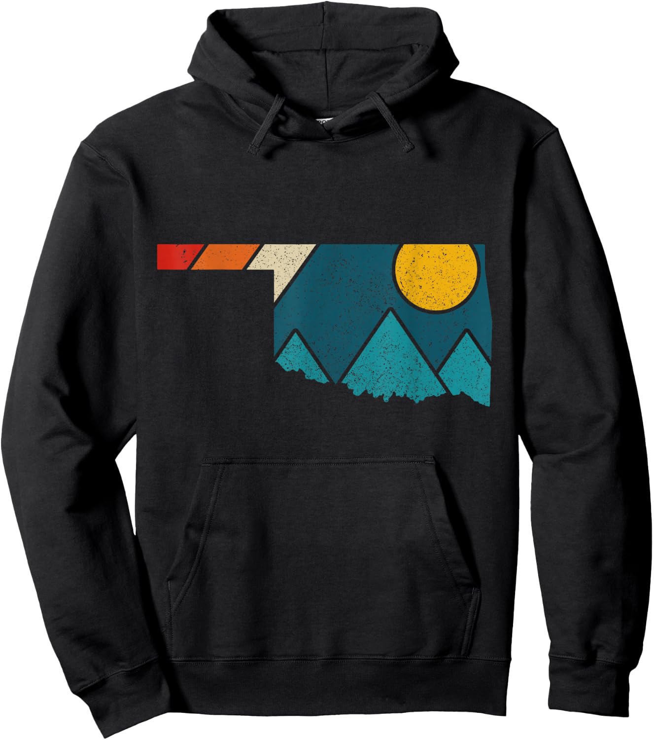 Oklahoma Vintage State Map Mountains Hiking Pride Gift Hoodie - Hoodie | Black