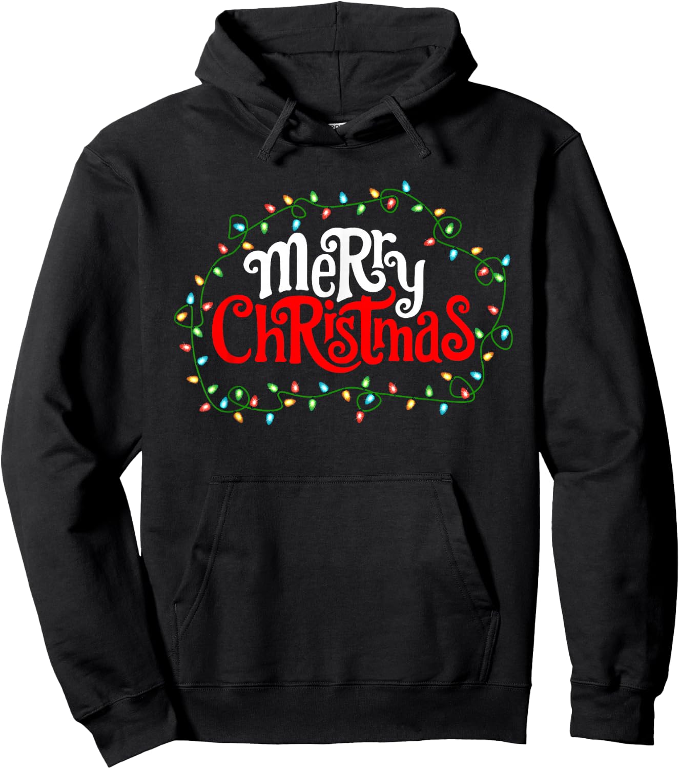 Merry Christmas Lights Xmas Family Men Women Kids Hoodie - Hoodie | Black