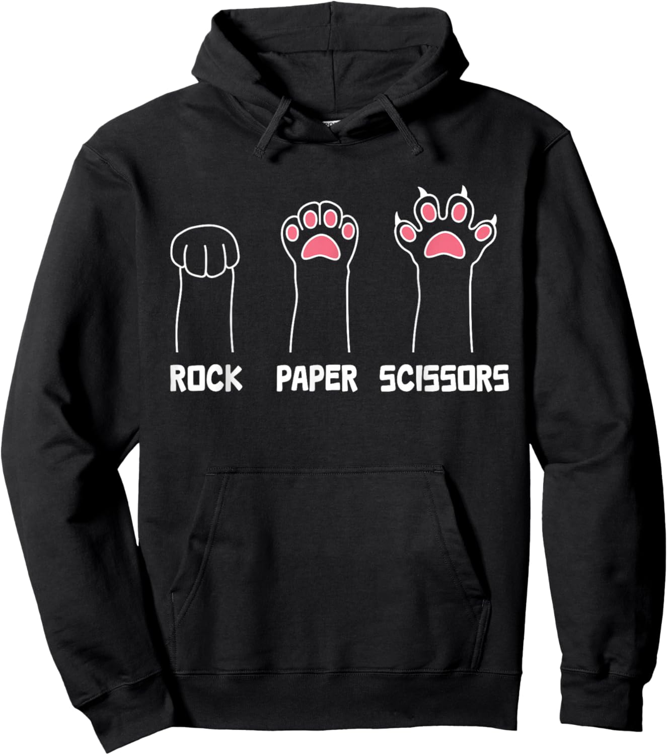Rock Paper Scissors Cat Paws Cute Cat Funny Cat Hoodie - Hoodie | Black