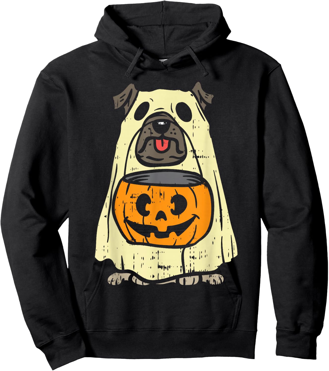 Pug Ghost Pumpkin Funny Halloween Costume Dog Owner Lover Hoodie - Hoodie | Black