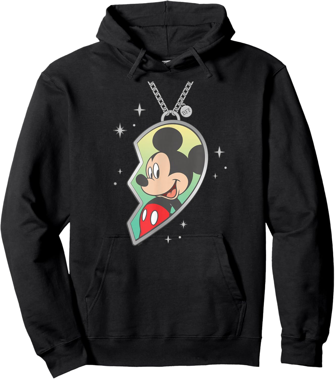 Disney BFF Best Friends Matching Heart Necklace Mickey Mouse Hoodie - Hoodie | Black
