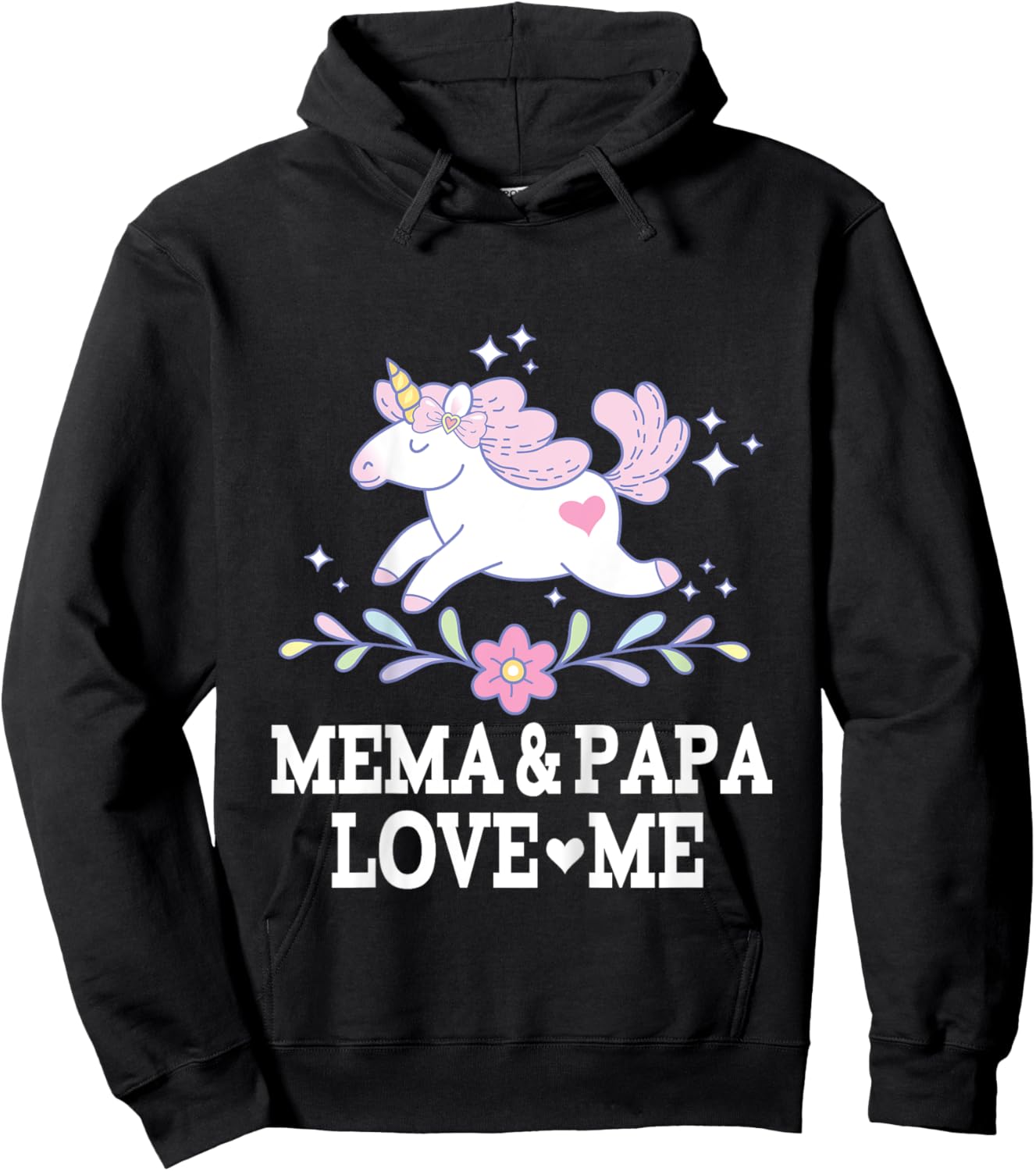 Mema And Papa Love Me Granddaughter Unicorn Hoodie - Hoodie | Black
