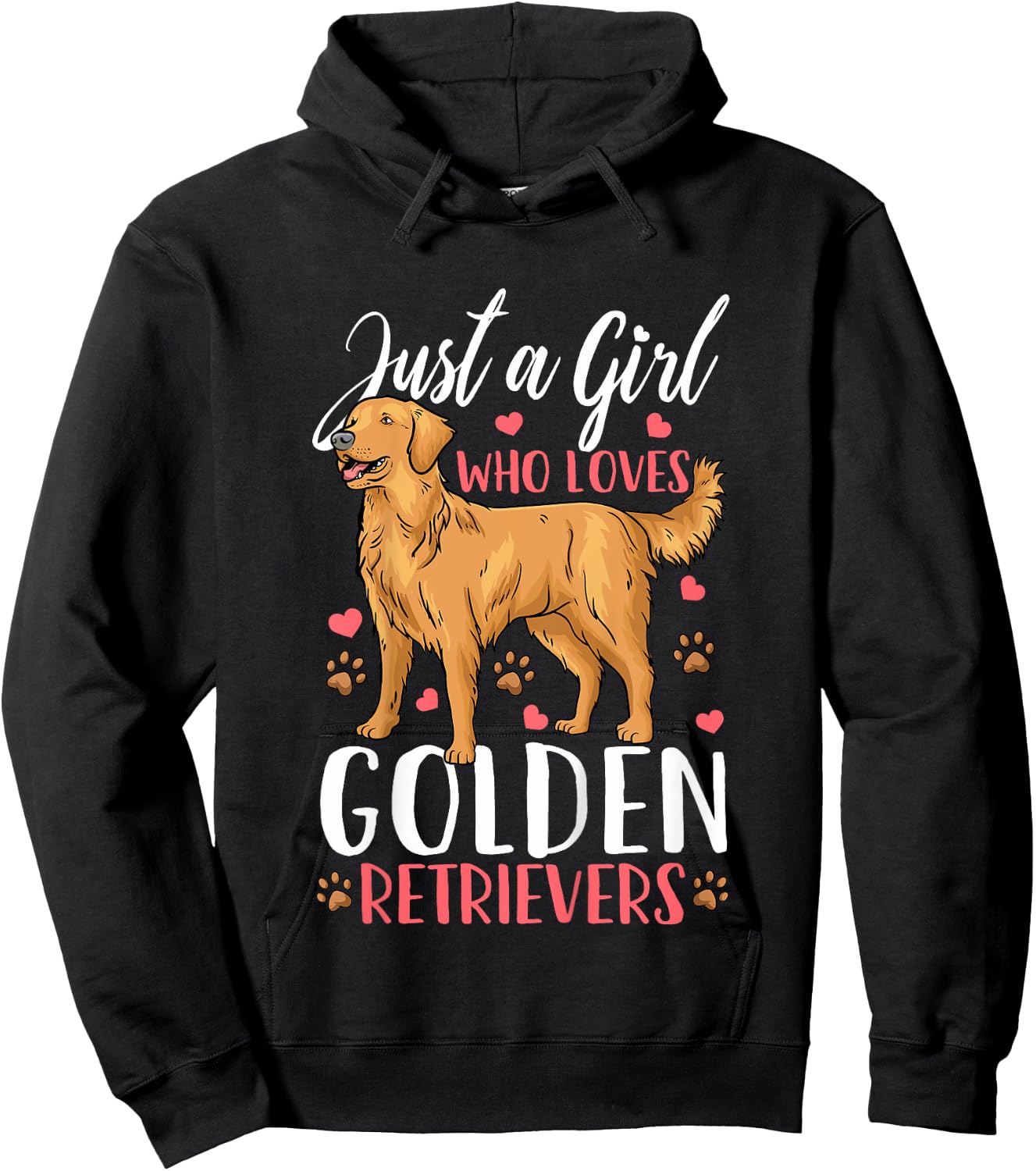Kids Golden Retriever Just A Girl Who Loves Golden Retrievers Hoodie - Hoodie | Black