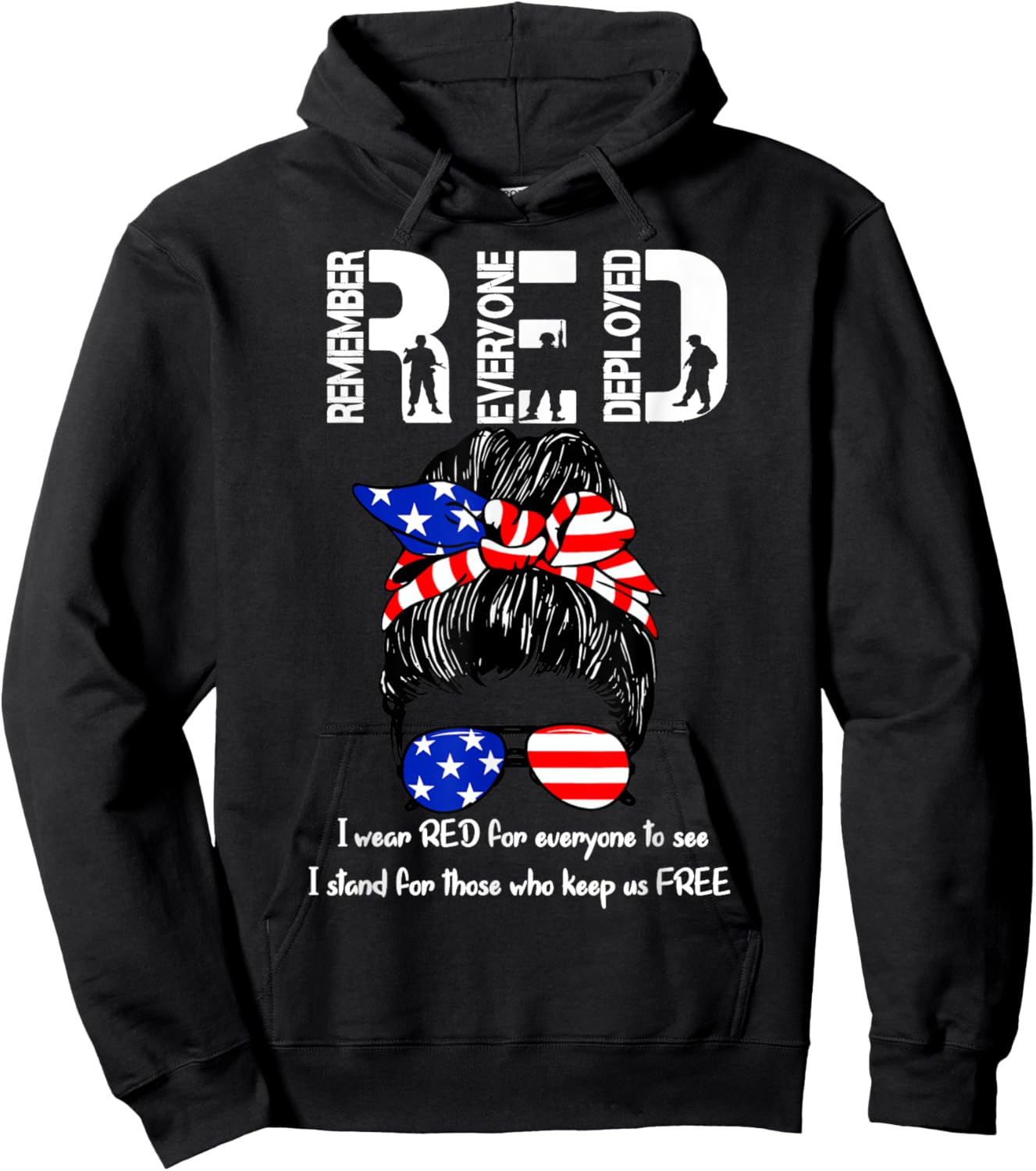 On Friday We Wear Red Military Support Troops Hoodie - Hoodie | Black