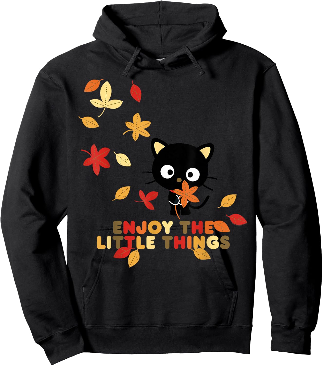 Chococat Enjoy The Little Things Fall Leaves Hoodie - Hoodie | Black