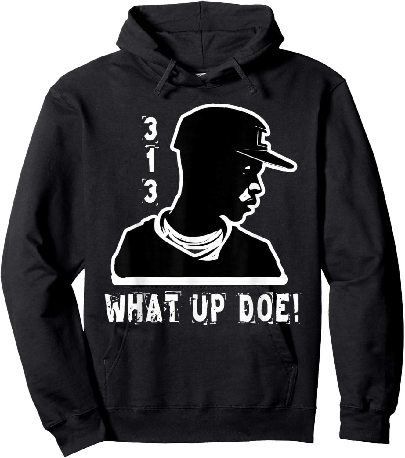 313 Detroit What Up Doe African American Man Hoodie - Hoodie | Black