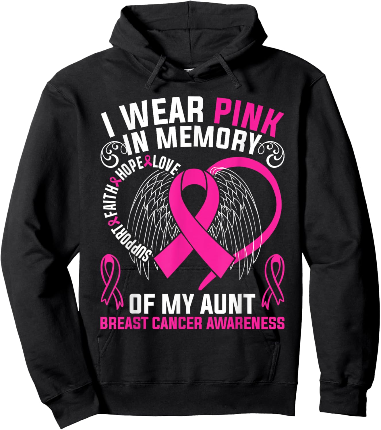 I Wear Pink In Memory Of My Aunt Breast Cancer Awareness Hoodie - Hoodie | Black