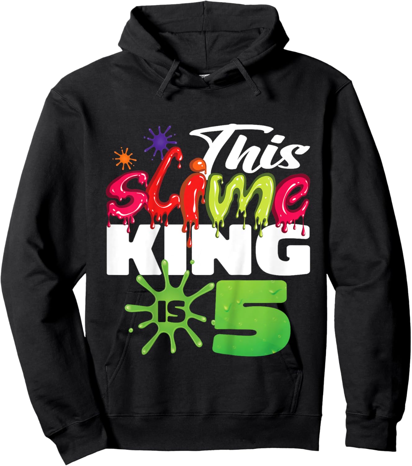 Kids This Slime King Is 5 Year Old Birthday Boy 5th Birthday Hoodie - Hoodie | Black