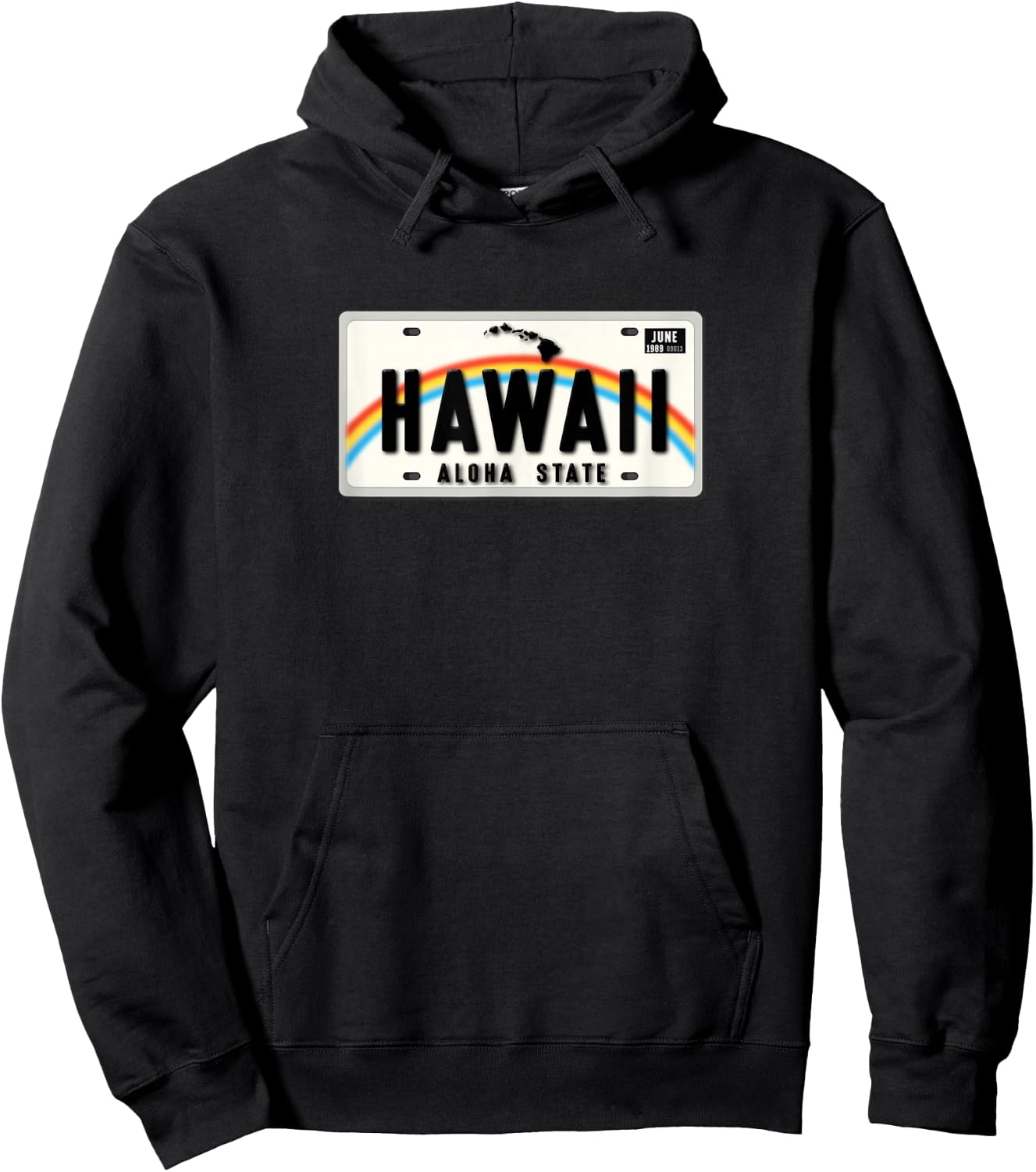 Hawaii Aloha State License Plate Hoodie - Hoodie | Black
