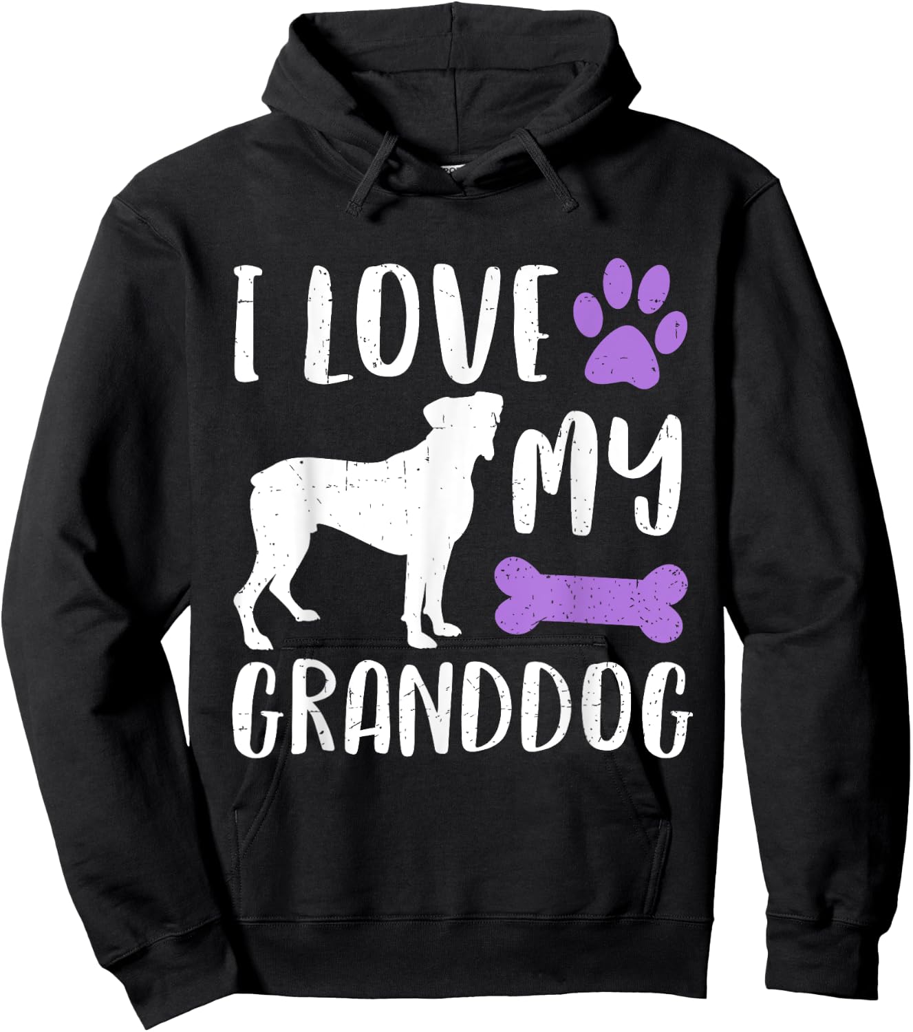 I Love My Boxer Granddog Shirt Dog Grandma Grandpa Women Girls Kids Hoodie - Hoodie | Black