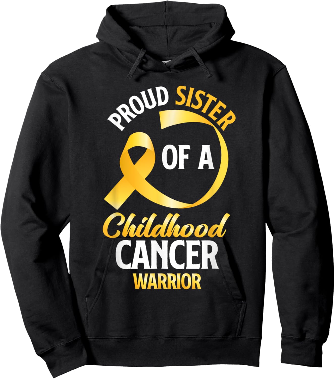 Proud Sister Of A Childhood Cancer Warrior Sister Brother Hoodie - Hoodie | Black