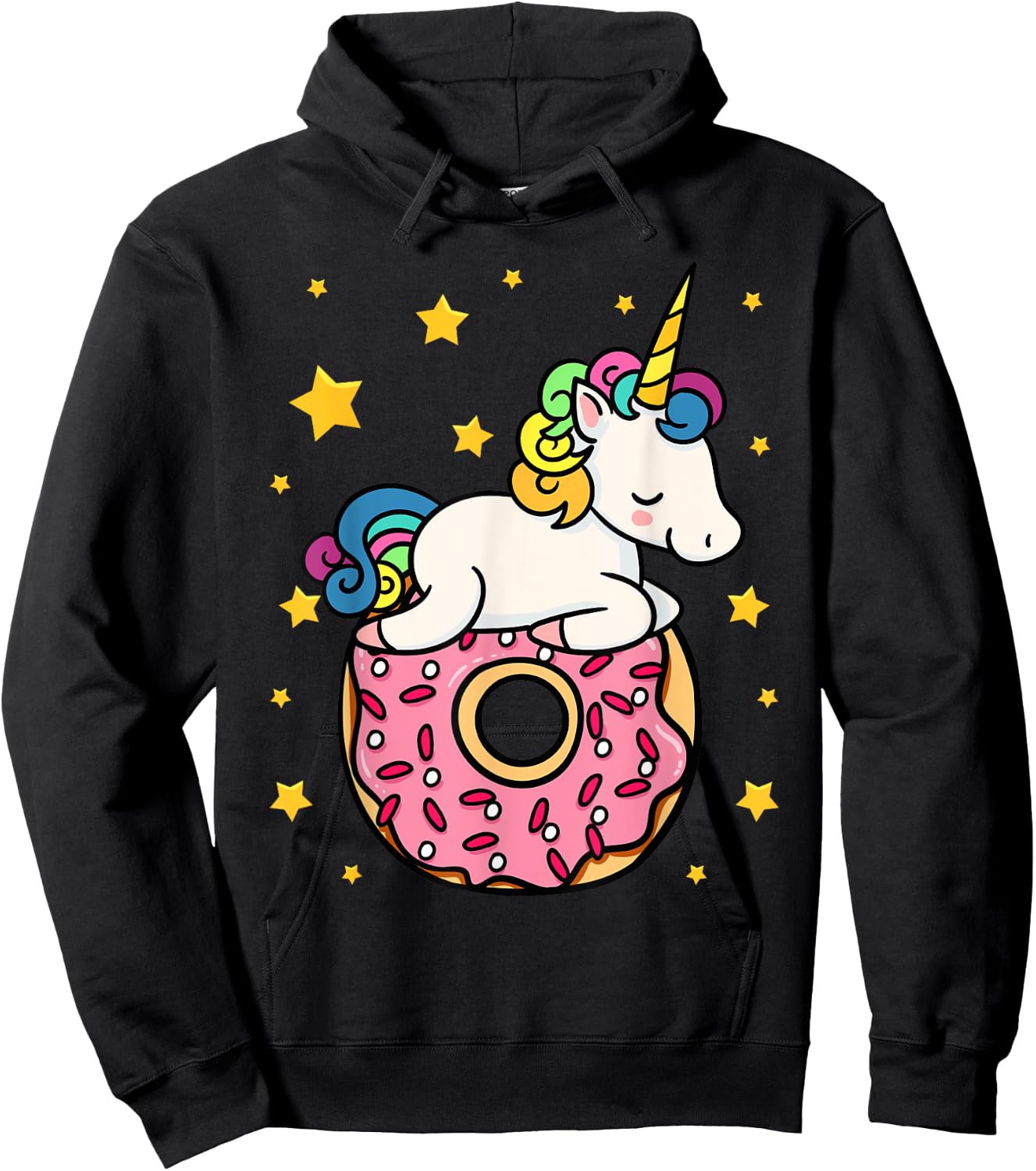 Unicorn Donut Doughnut Dessert Food Lover Candy Gift Hoodie - Hoodie | Black