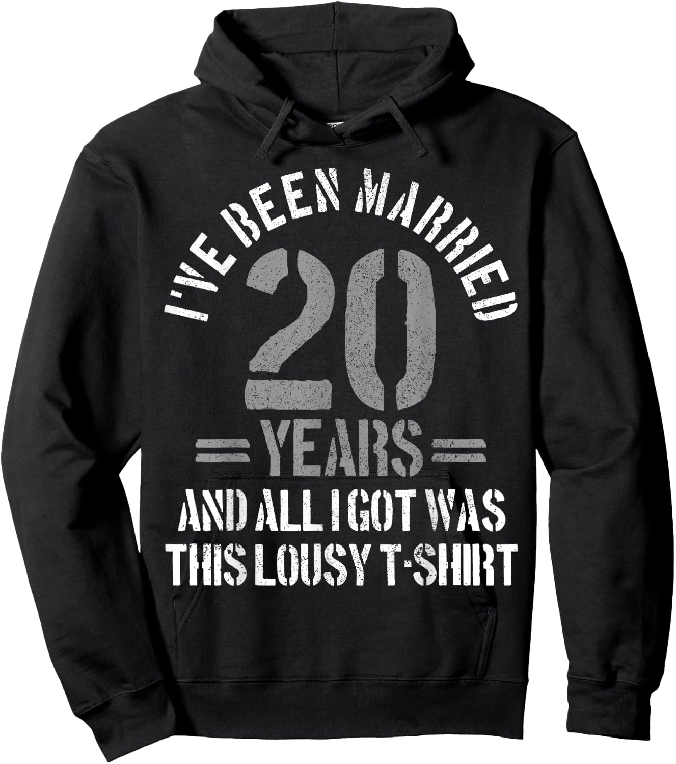 20th Wedding Anniversary Gift - Married 20 Years Funny Hoodie - Hoodie | Black