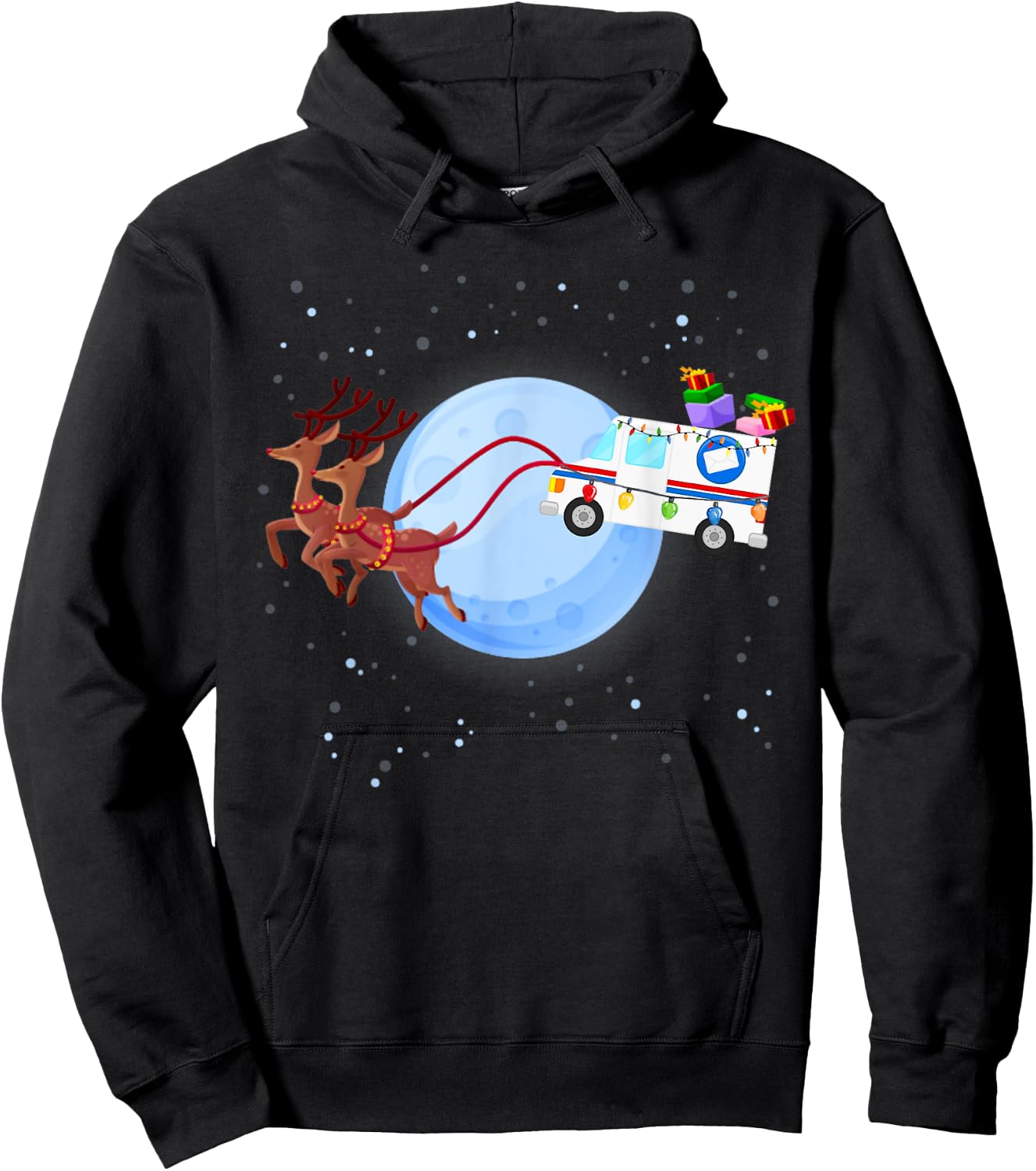 Postal Worker Christmas Mail Truck Funny Mailman Gift Hoodie - Hoodie | Black