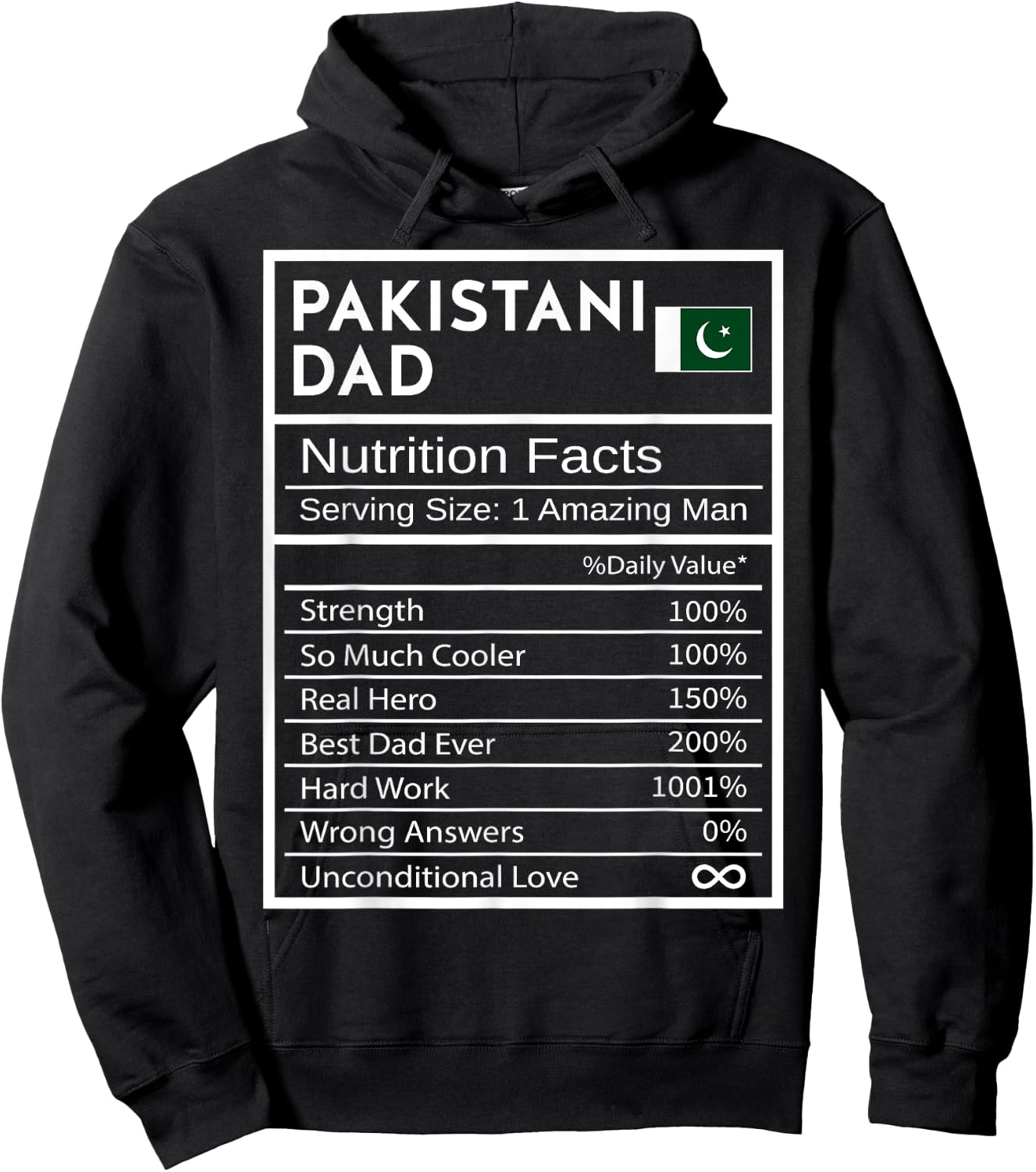 Pakistani Dad Nutrition Facts National Pride Gift Dad Hoodie - Hoodie | Black