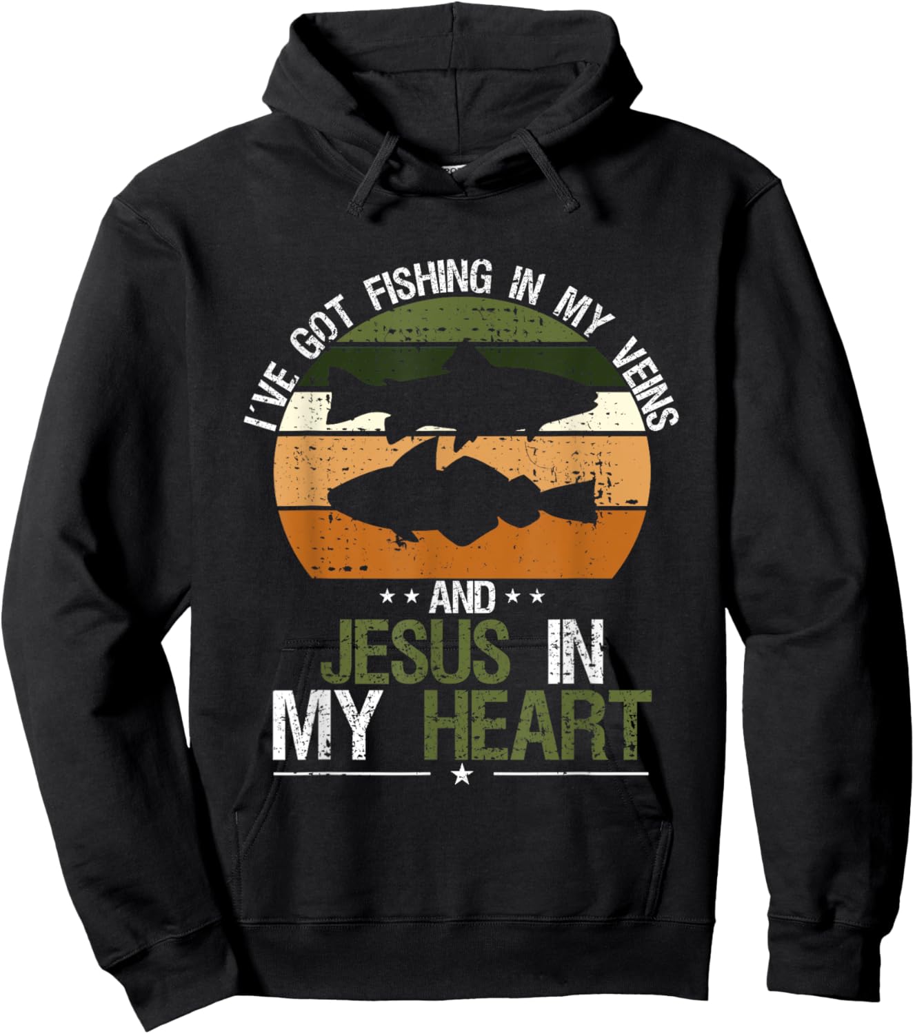 I've Got Fishing In My Veins And Jesus In My Heart Hoodie - Hoodie | Black