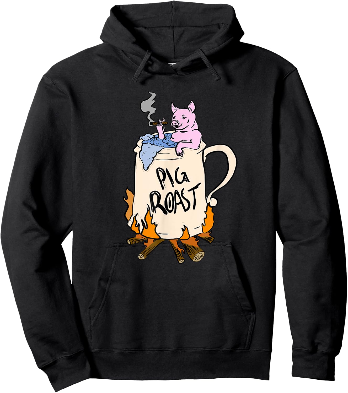 Funny Pig Spit Roast BBQ Party Grill Master Gift Hoodie - Hoodie | Black