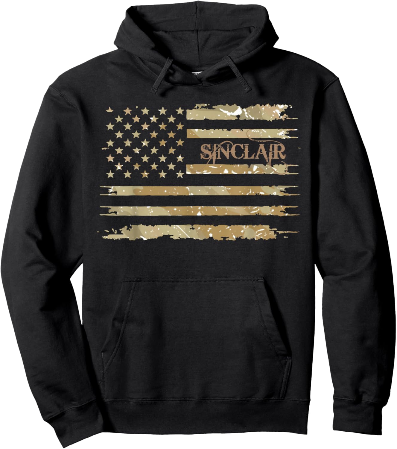 Sinclair Desert Camo Distressed American Flag Style Hoodie - Hoodie | Black