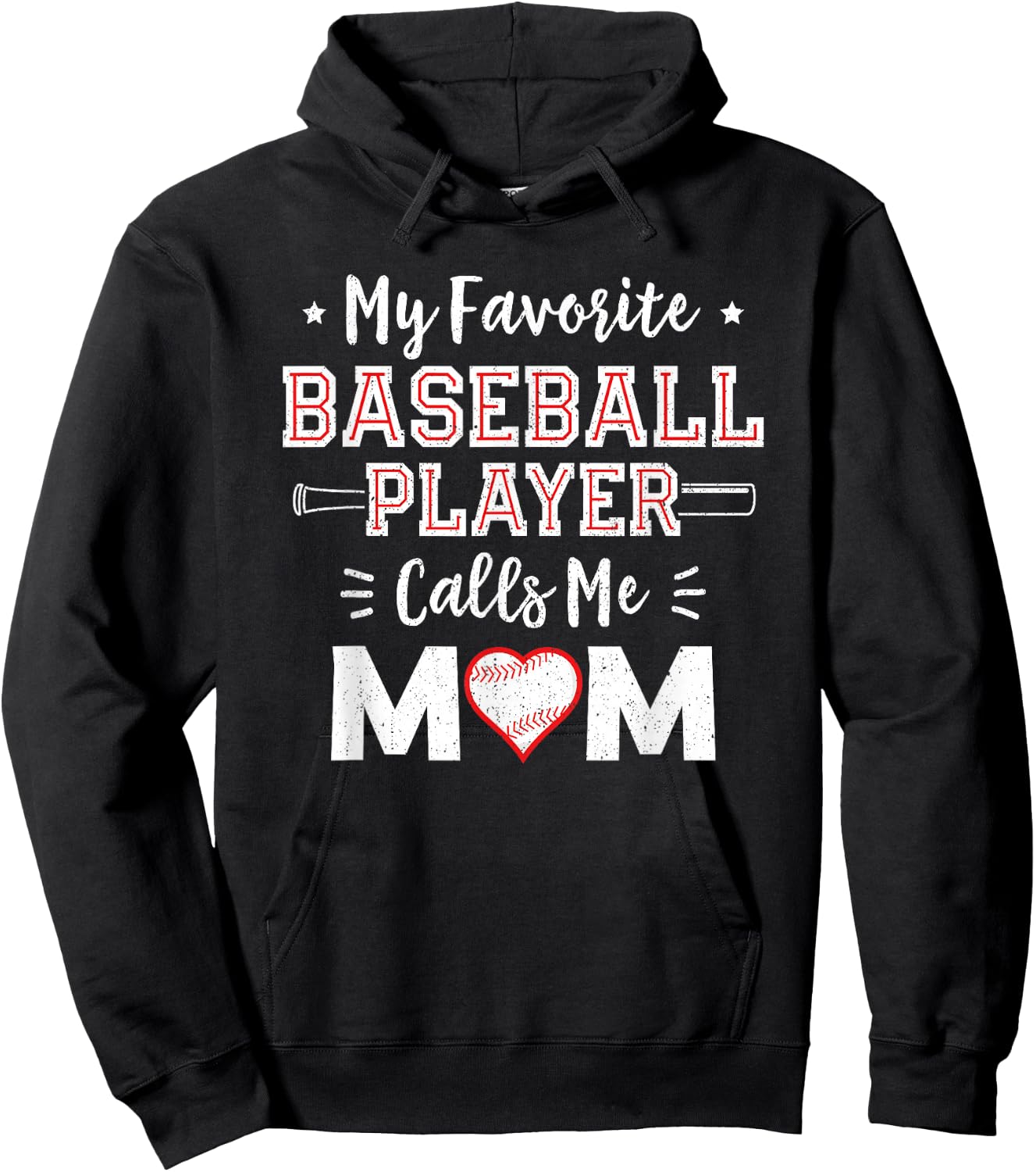 My Favorite Baseball Player Calls Me Mom Shirt Mom Baseball Hoodie - Hoodie | Black