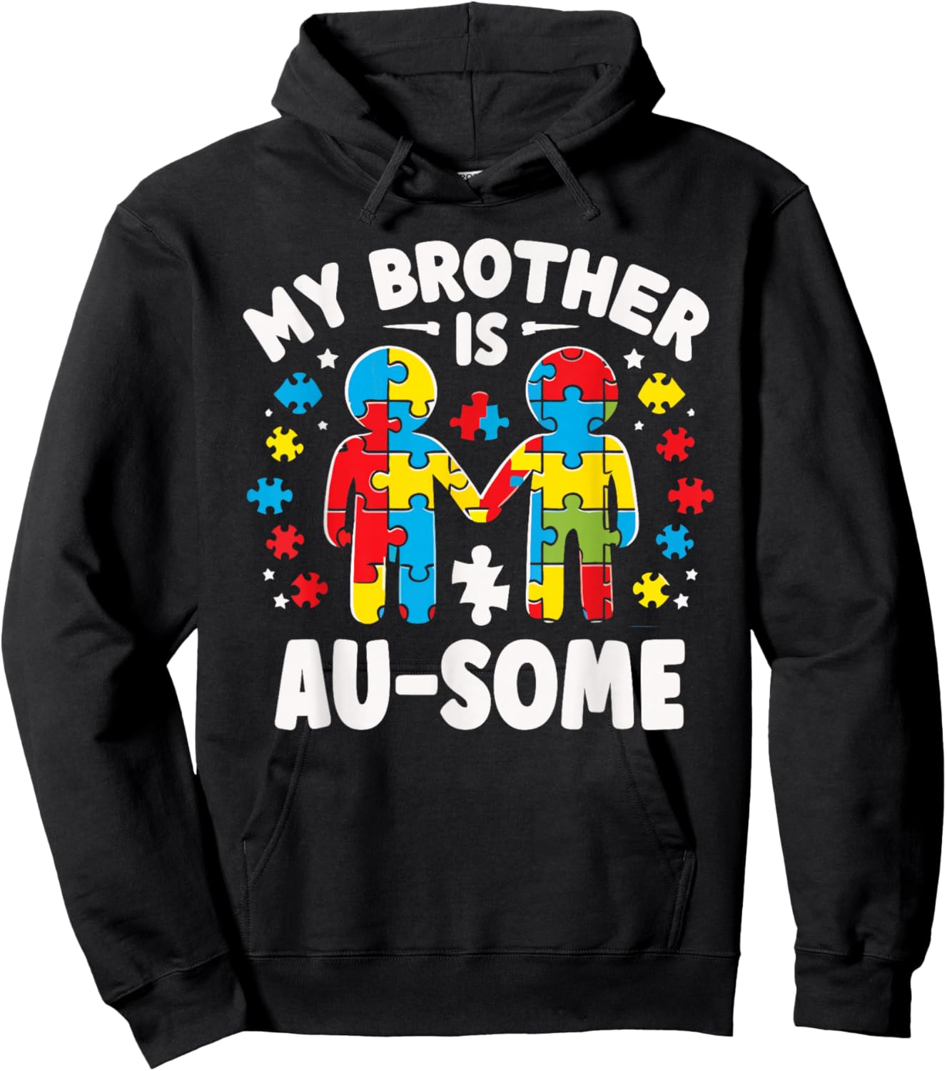 My Brother is Awesome Autism Awareness Colorful Hoodie - Hoodie | Black