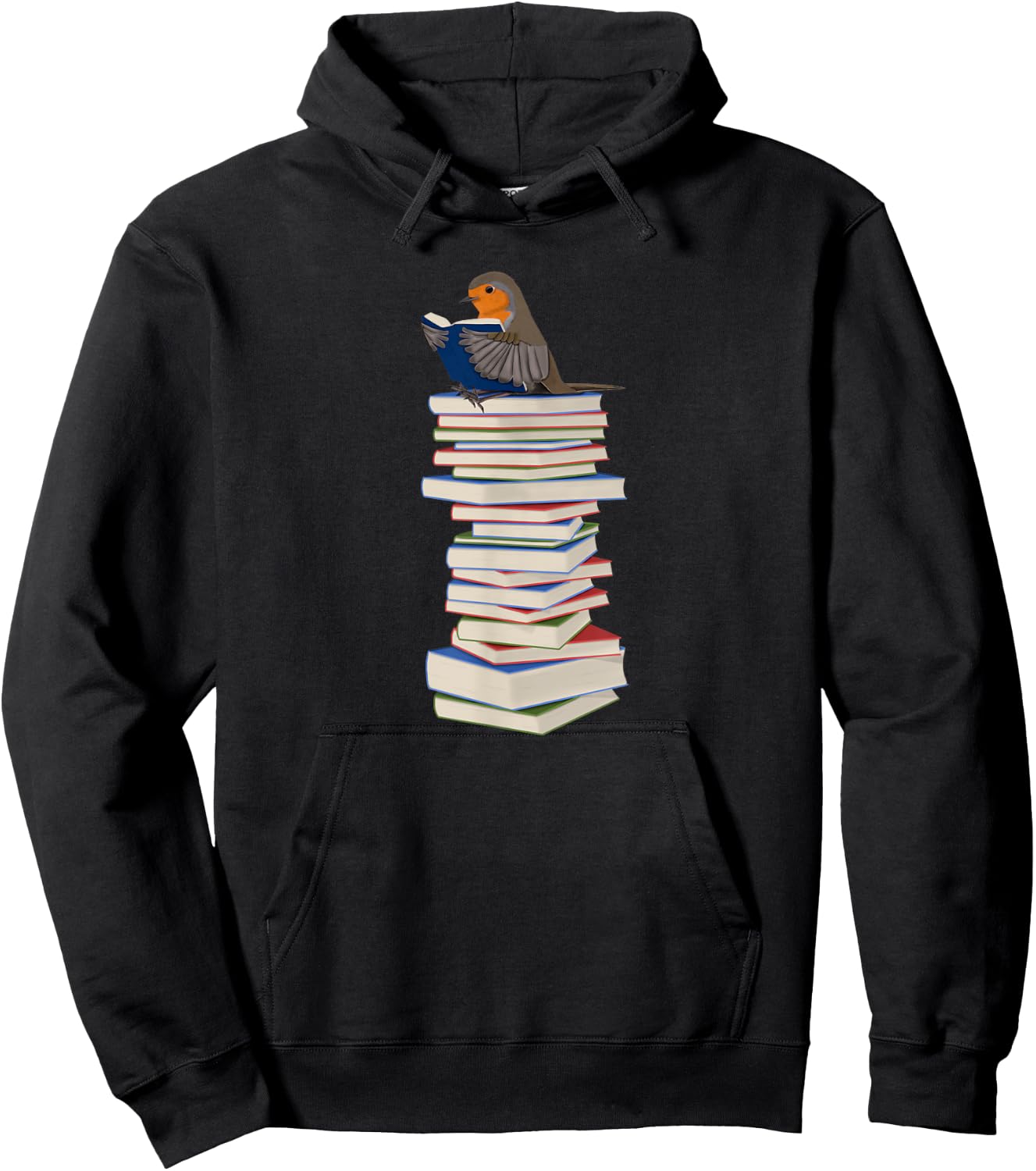 Robin Bird Reads Books Funny Garden Backyard Birds Hoodie - Hoodie | Black