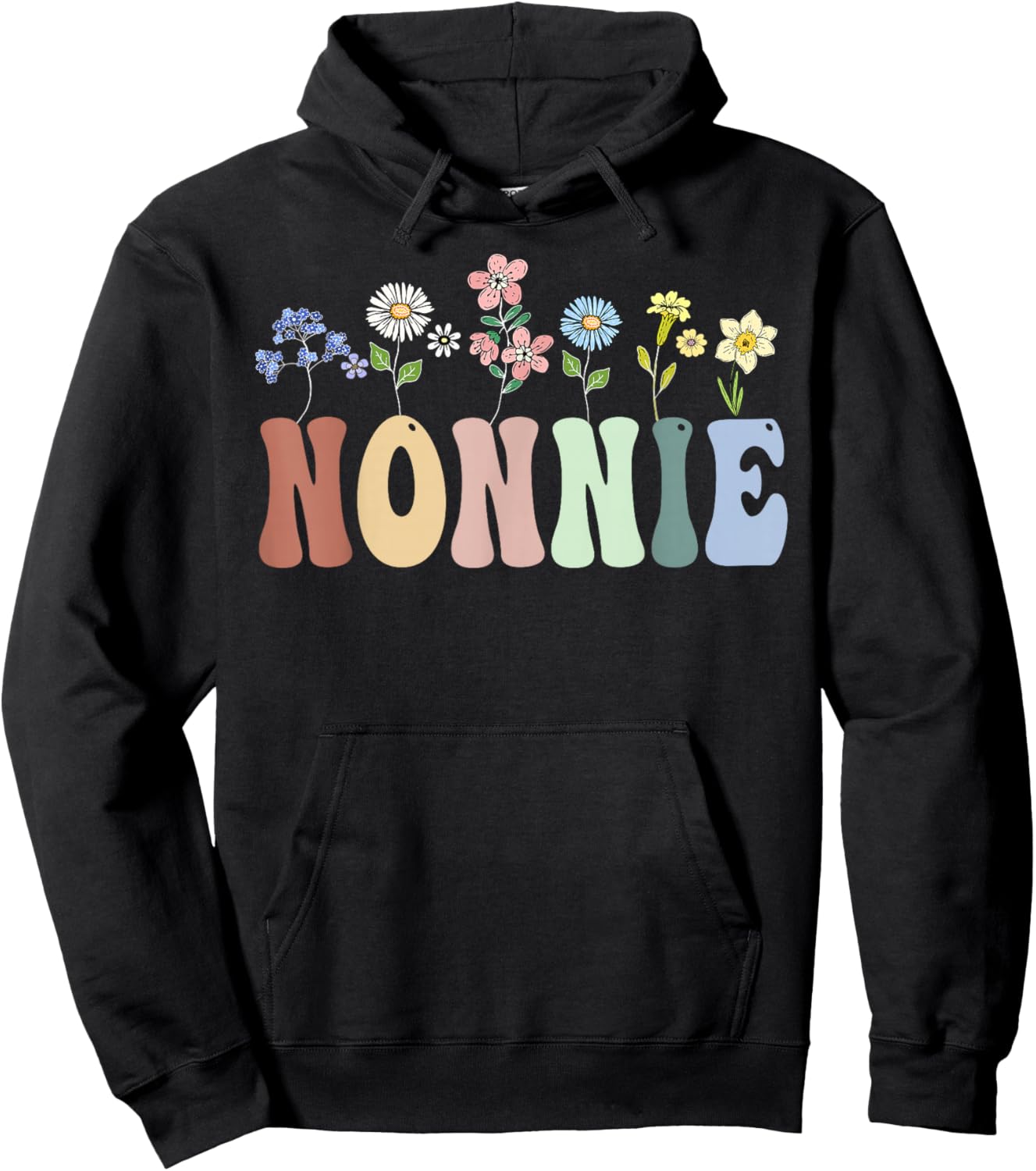 Nonnie Gifts Women Wildflower Floral Design Nonnie Hoodie - Hoodie | Black