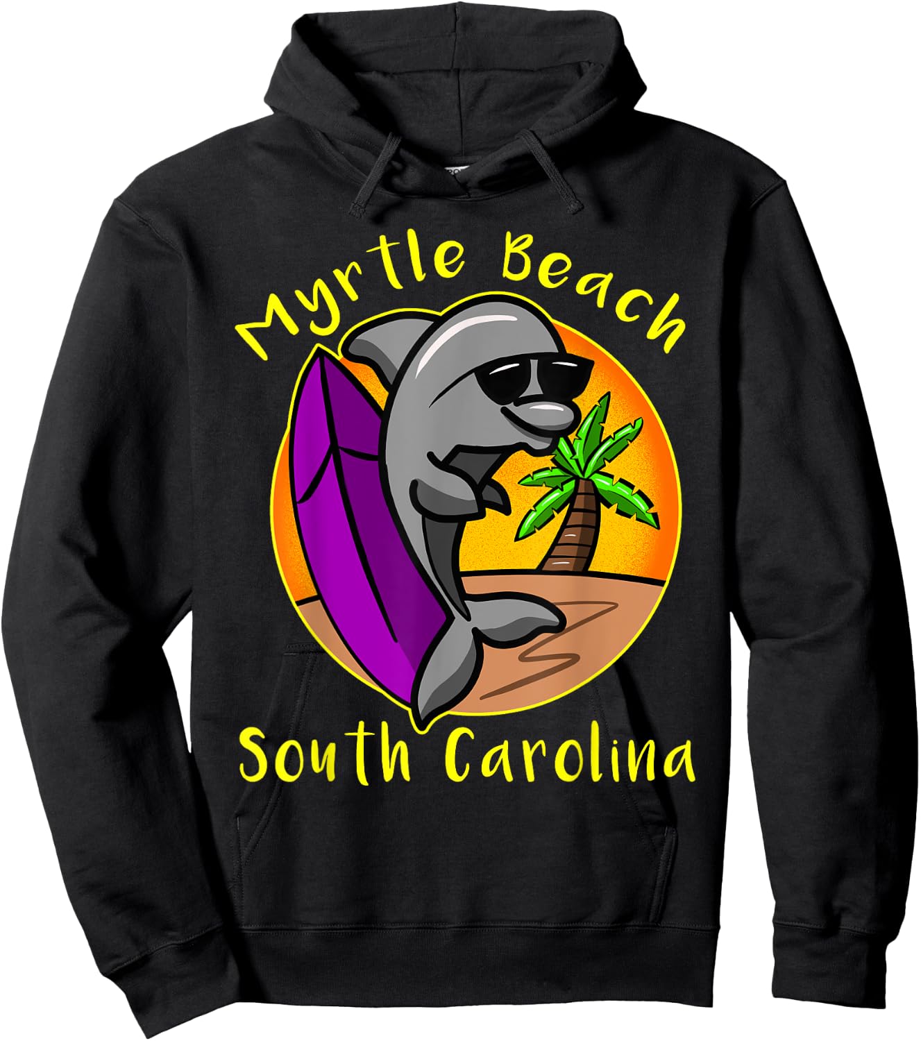 Myrtle Beach South Carolina Dolphin Vacation Design Souvenir Women Kids Hoodie - Hoodie | Black