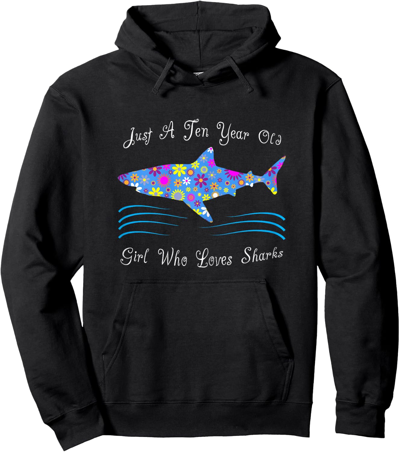 Cute Shark 10th Birthday Design For 10 Year Old Girls Hoodie - Hoodie | Black