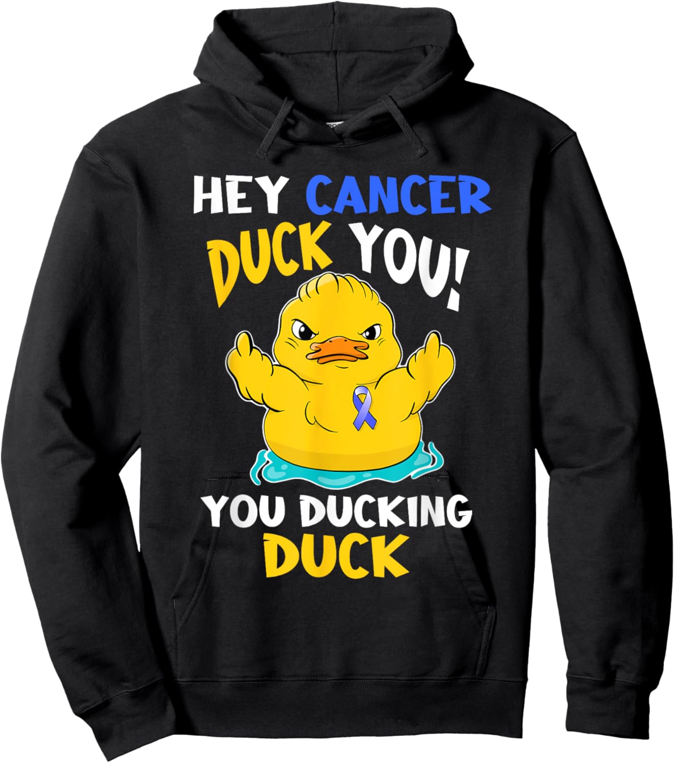 Fight Against Cancer Funny Duck Design Hoodie - Hoodie | Black
