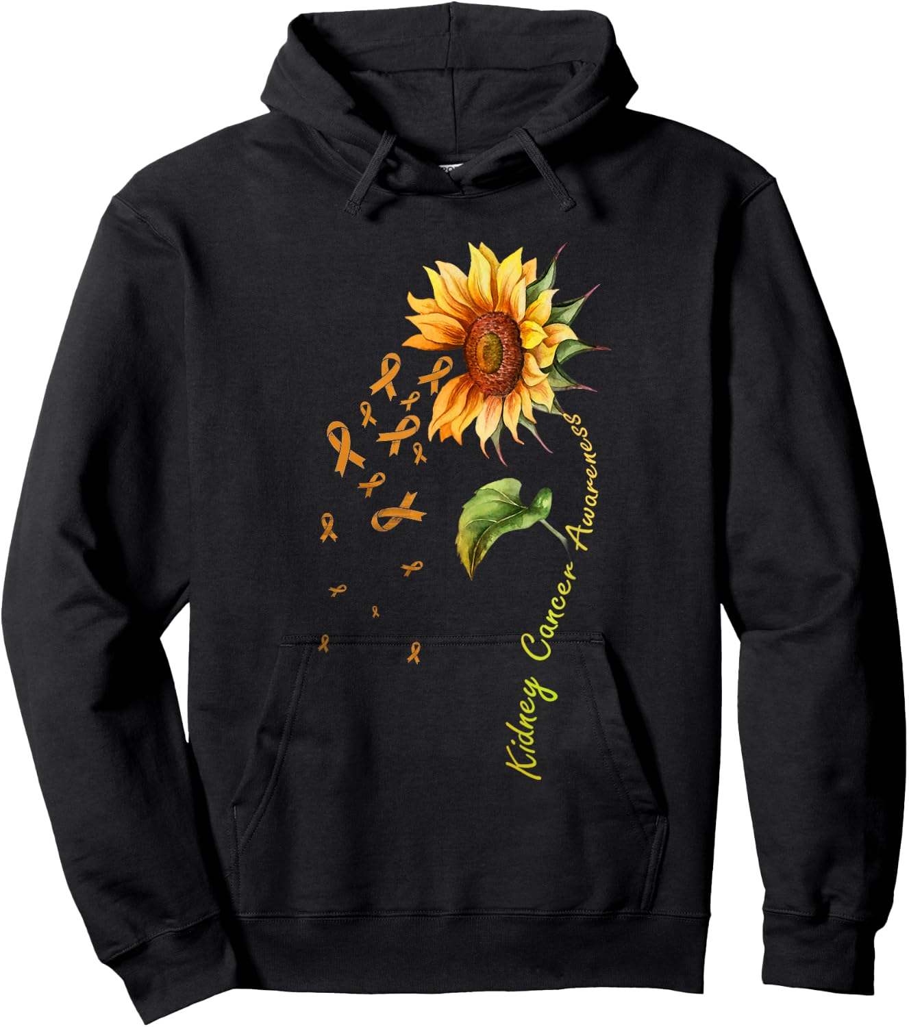 Kidney Cancer Awareness Sunflower Shirt Hoodie - Hoodie | Black