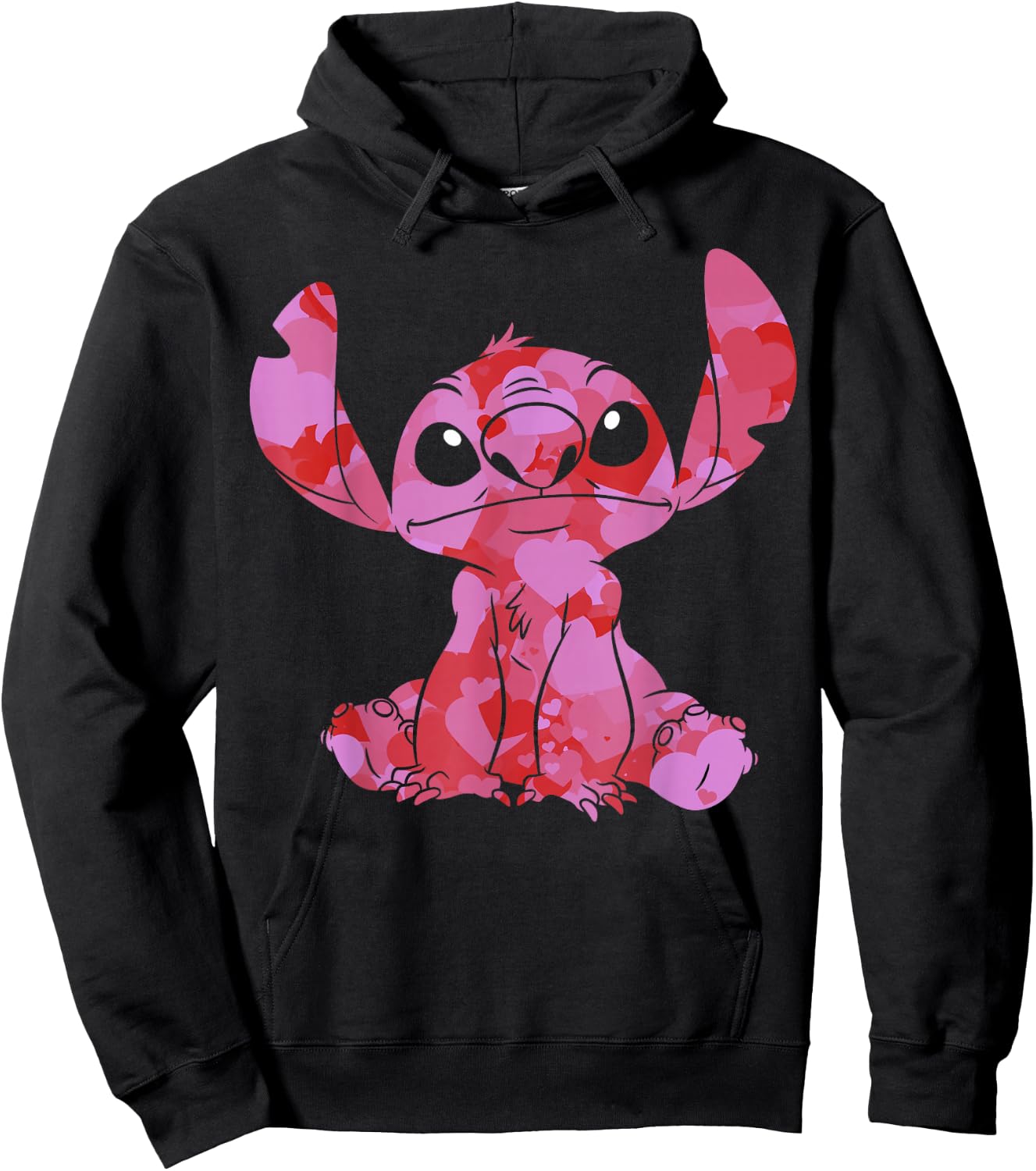 Disney Lilo & Stitch Valentine's Day Stitch Heart Fill Hoodie - Hoodie | Black