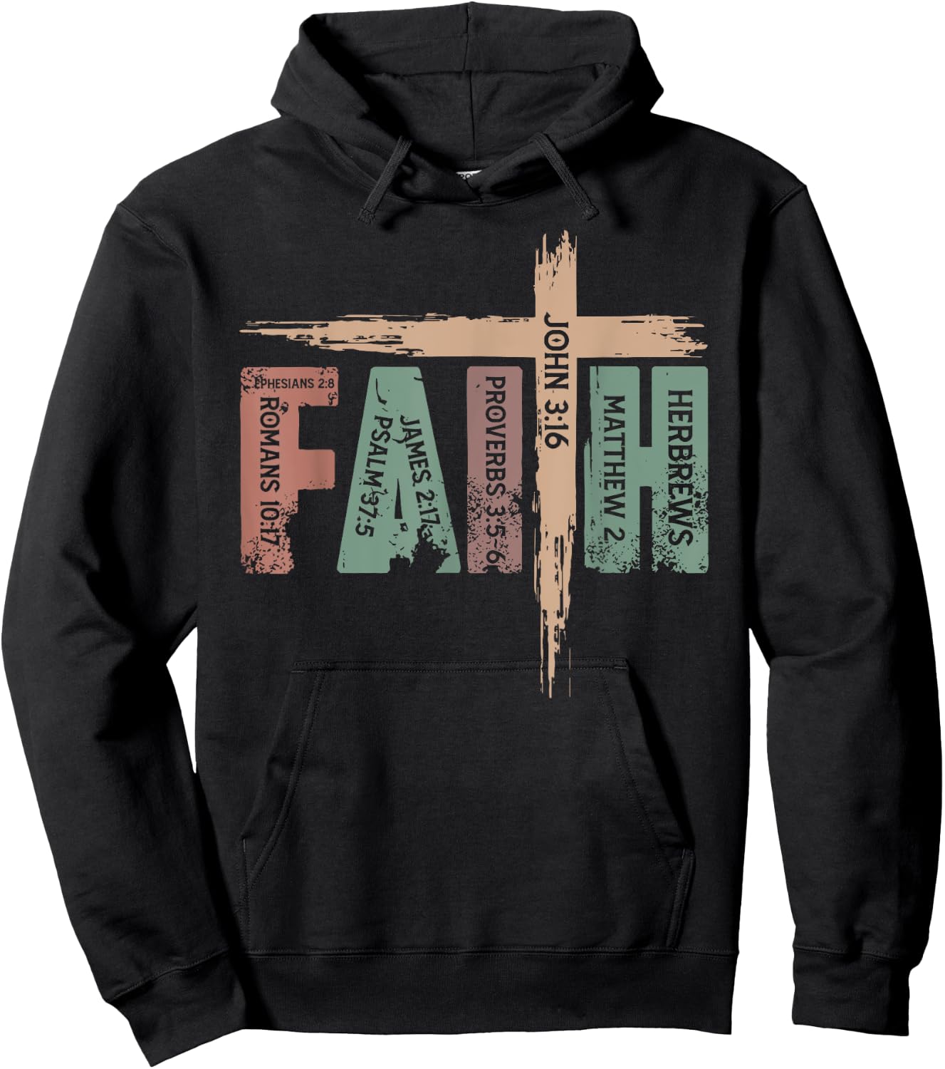 Retro Christian Faith Bible Verse Religious Christian Cross Hoodie - Hoodie | Black
