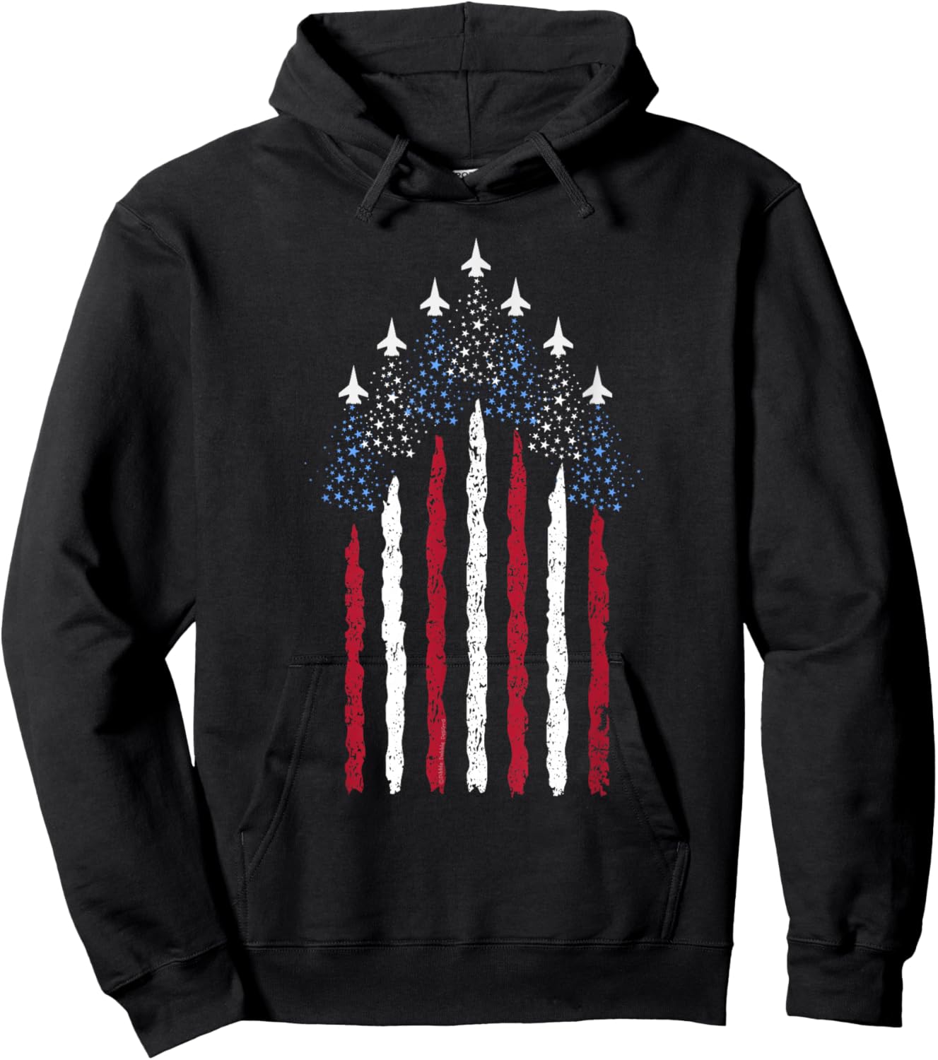 Patriotic Stars Red White Blue USA Fighter Jets 4th of July Hoodie - Hoodie | Black