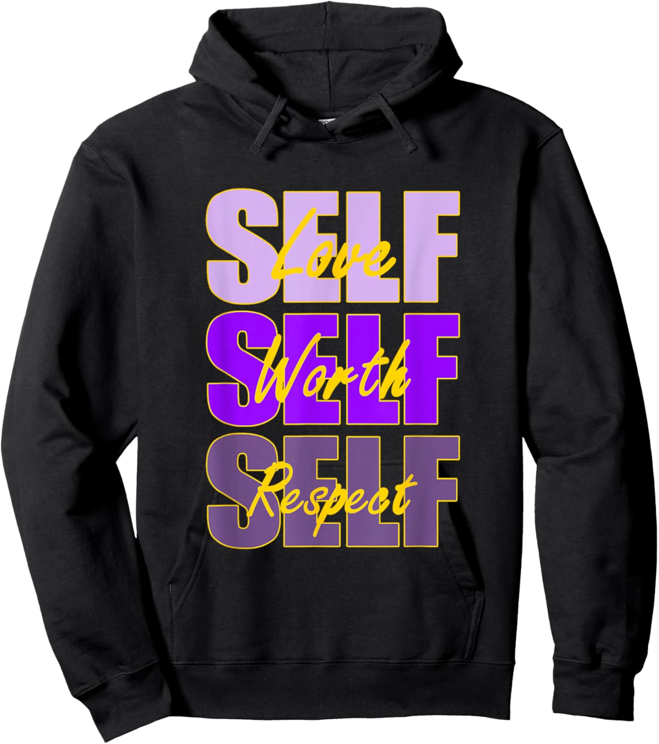 Purple and Golds Self-ish X 3-Gold & Purple Color Graphic Hoodie - Hoodie | Black