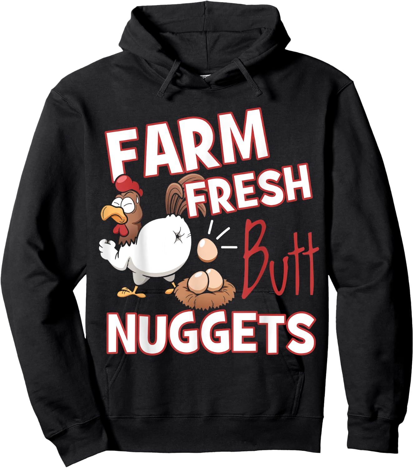 Funny Farm Fresh Butt Nuggets Chicken Love Hoodie - Hoodie | Black