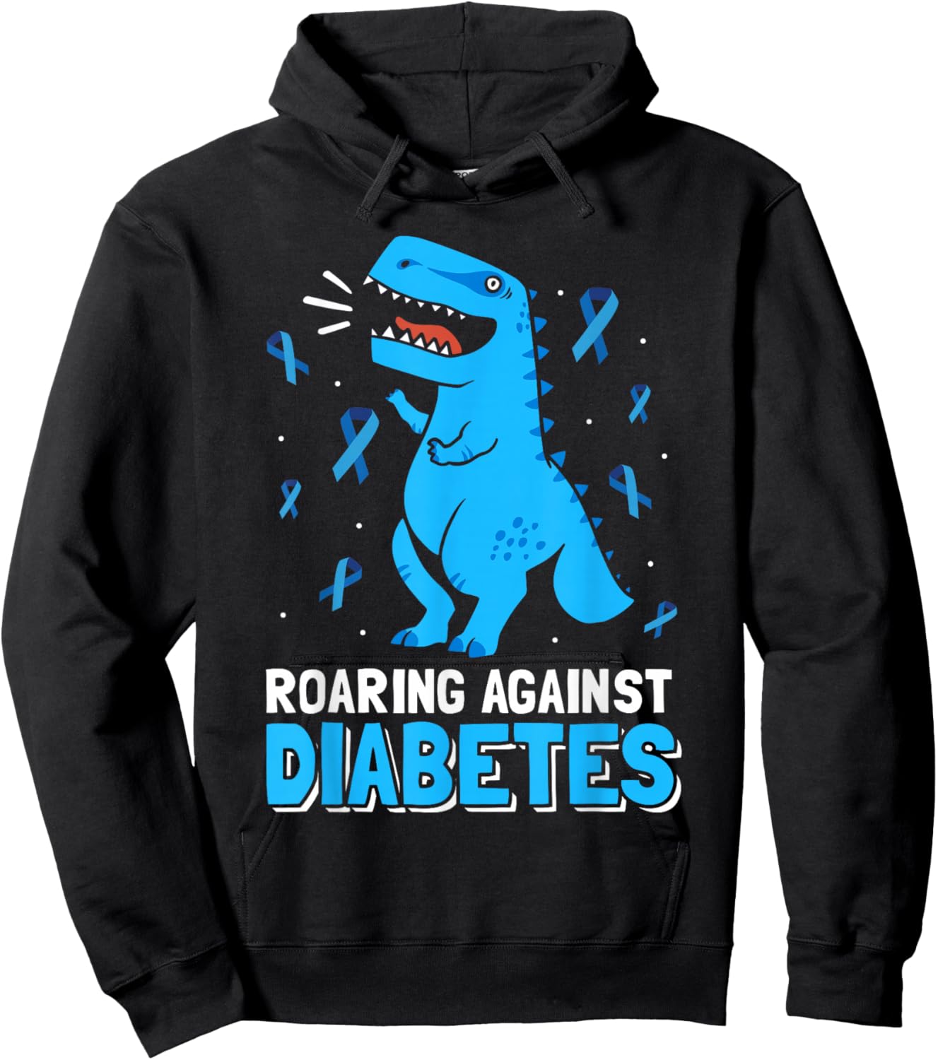 Roaring Against Diabetes Dinosaur T-Rex Diabetes Awareness Hoodie - Hoodie | Black