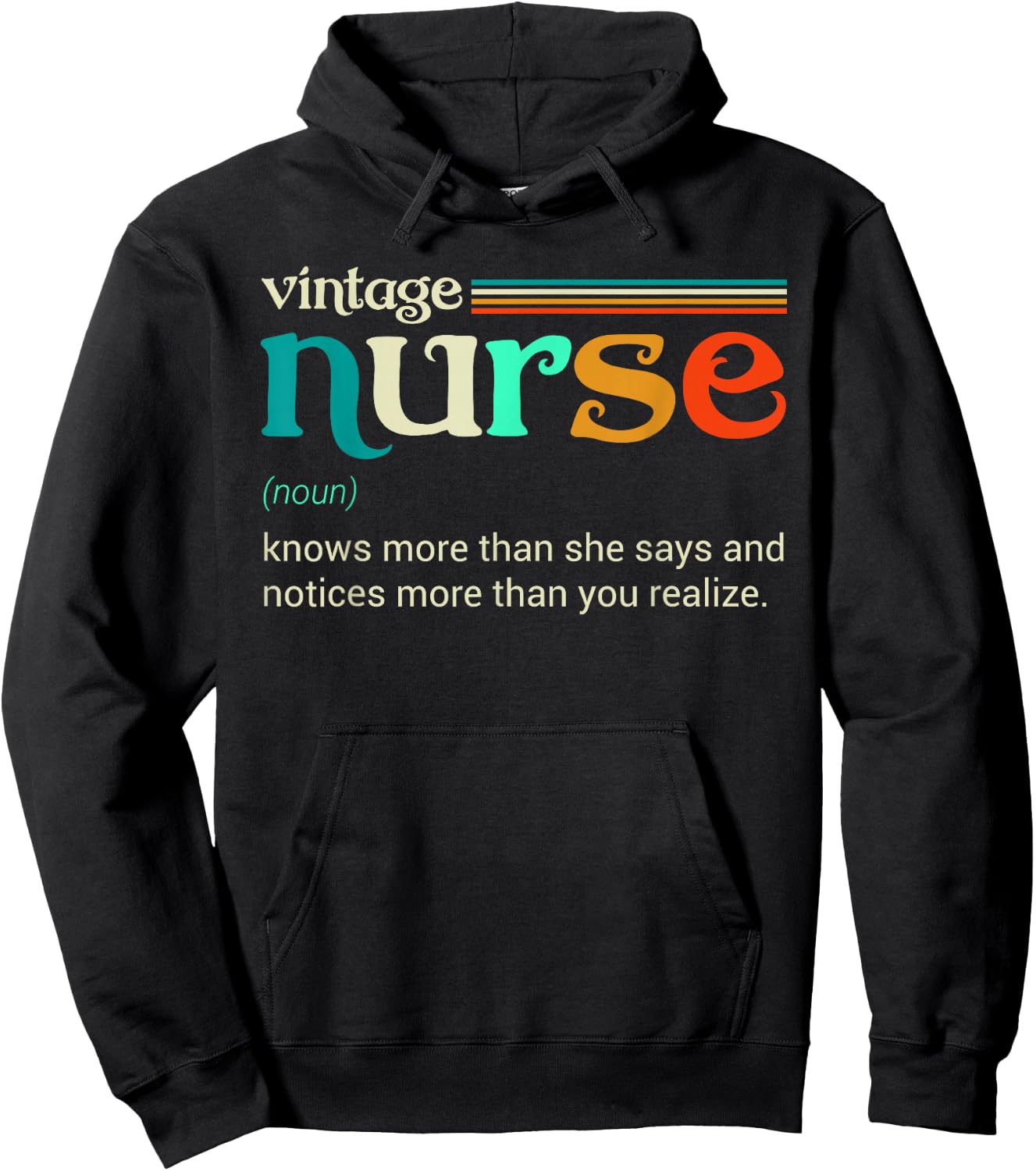 Vintage nurse noun definition knows more than she says funny Hoodie - Hoodie | Black