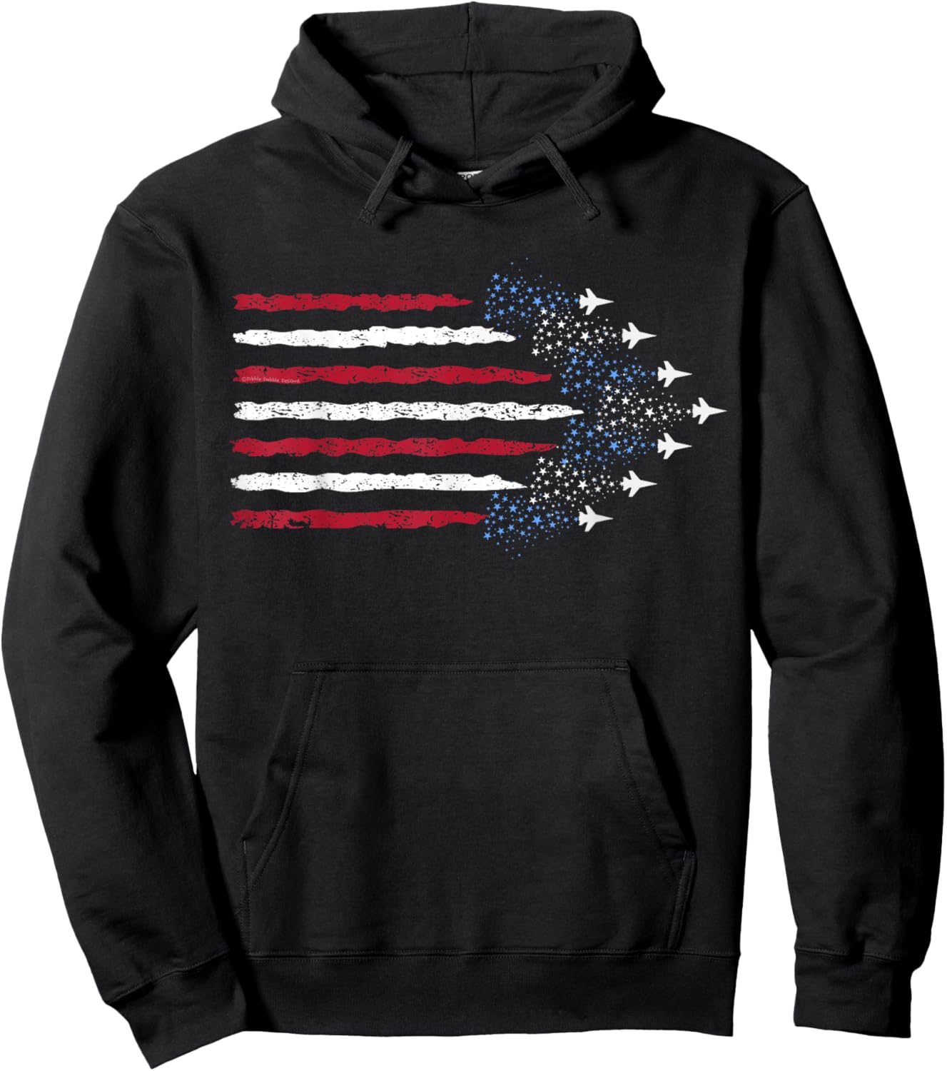 Patriotic Stars Red White Blue USA Fighter Jets 4th of July Hoodie - Hoodie | Black