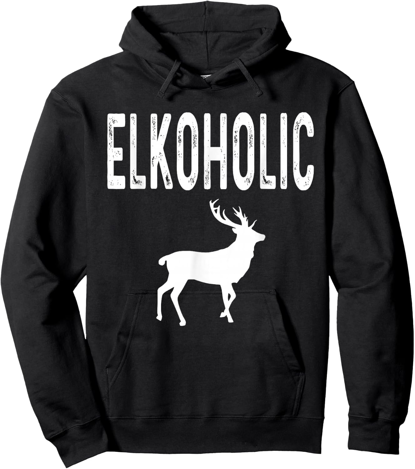 Elkoholic Elk Hunter Hunting Dad Deer Big Game Retro Hoodie - Hoodie | Black