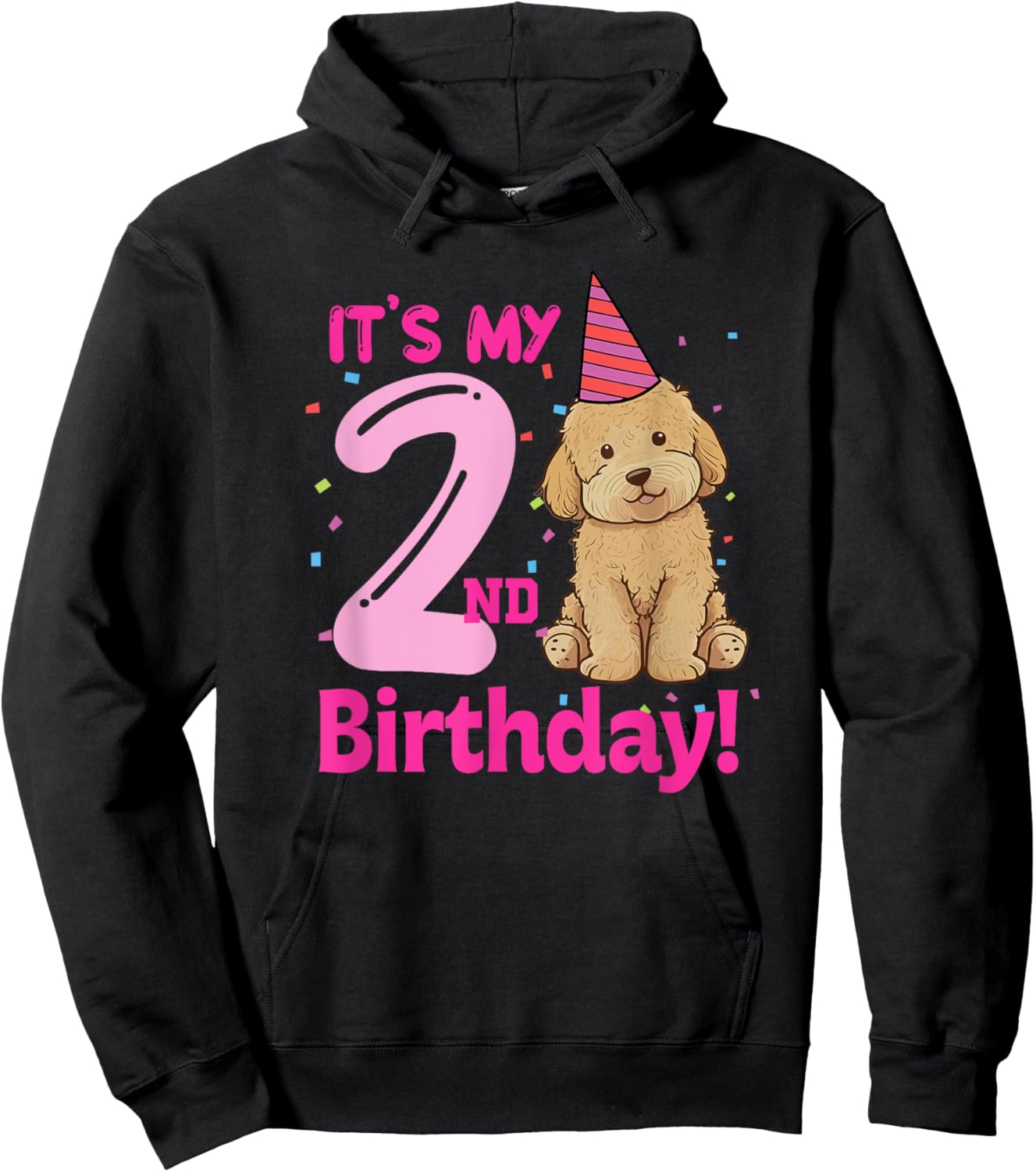 It's My 2nd Birthday Goldendoodle Lovers 2 Years Old Puppy Hoodie - Hoodie | Black