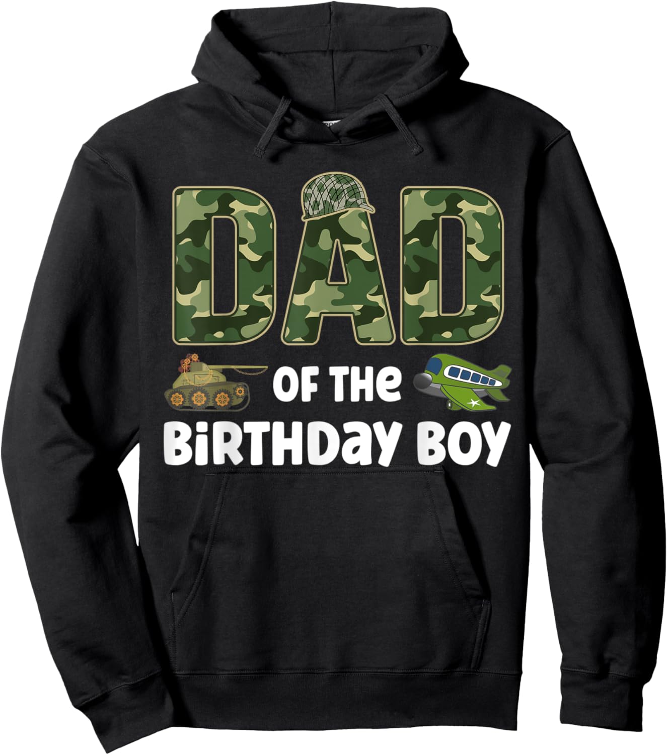 Dad of the Birthday Boy Army Camouflage Birthday Party Hoodie - Hoodie | Black