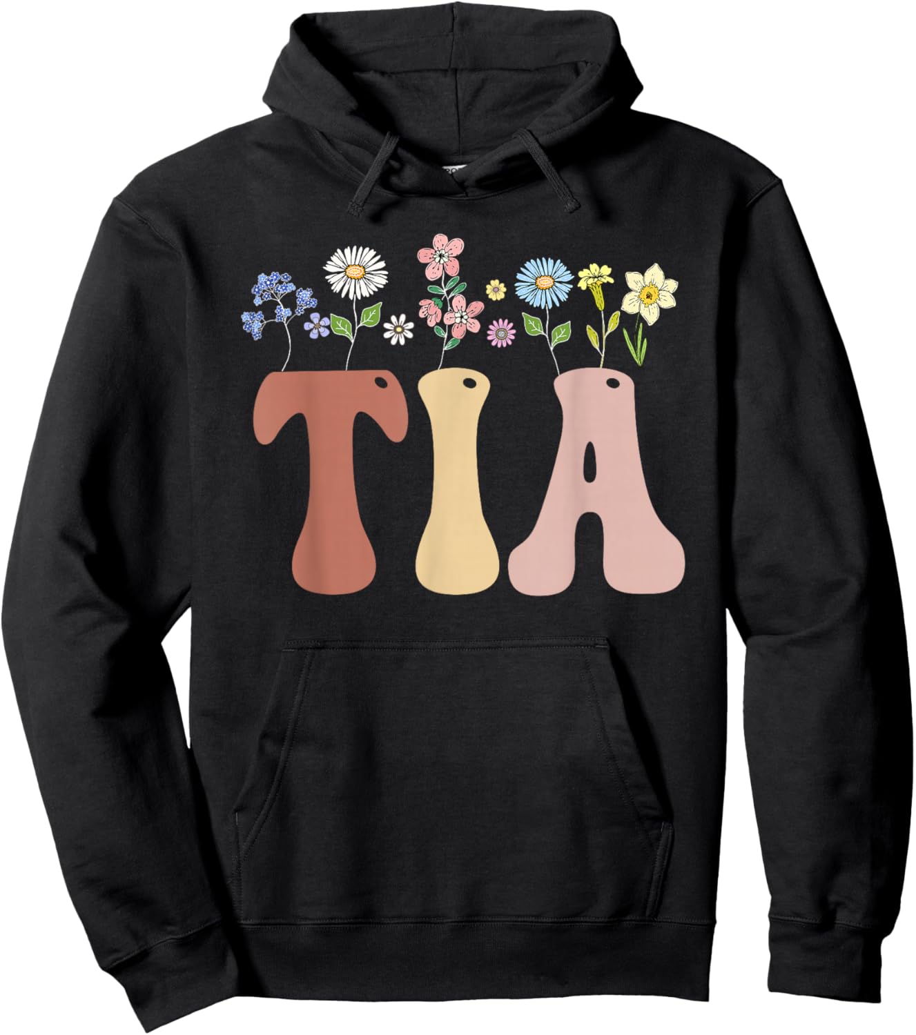 Tia Gifts Women Wildflower Floral Design Tia Hoodie - Hoodie | Black