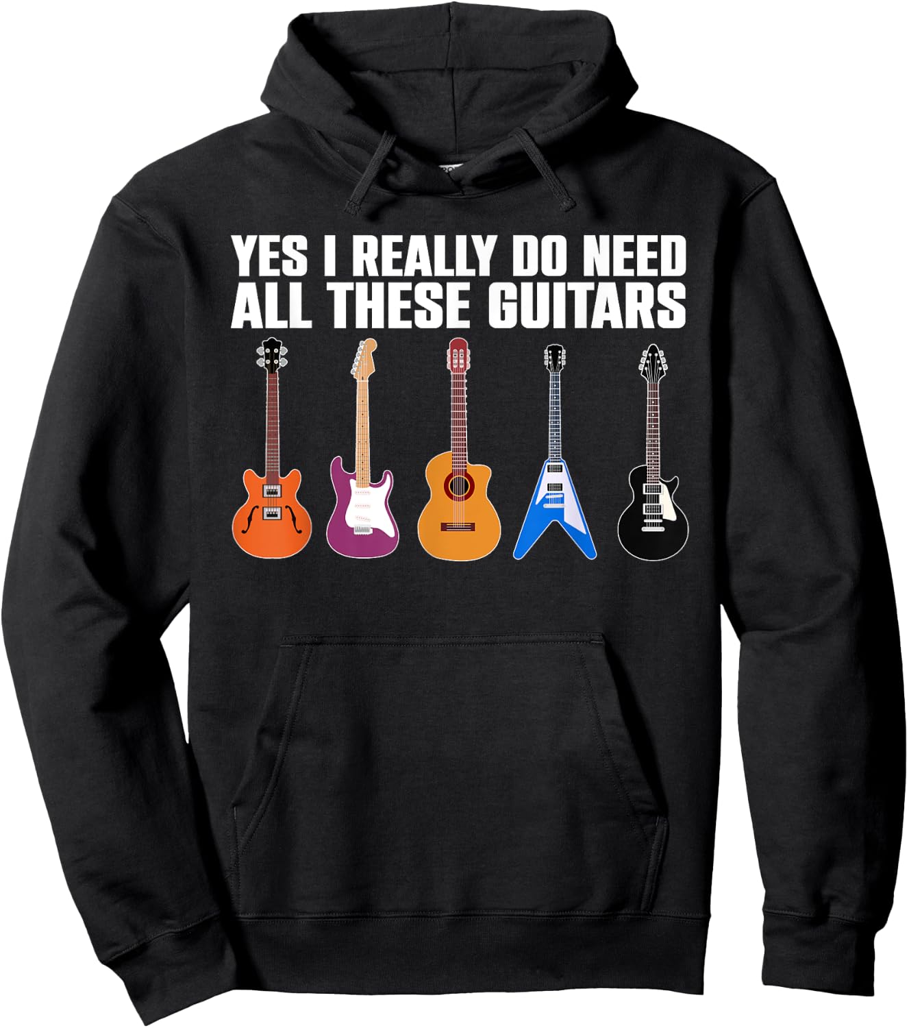 Funny Guitar Design Women Guitarist Guitar Lovers Hoodie - Hoodie | Black