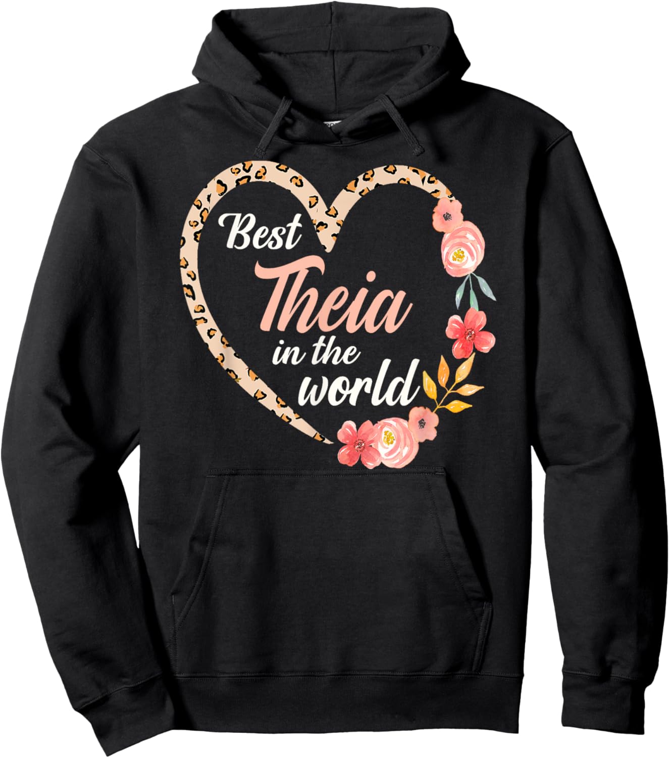Best Theia In The World Greek Aunt Mother’s Day Heart Hoodie - Hoodie | Black