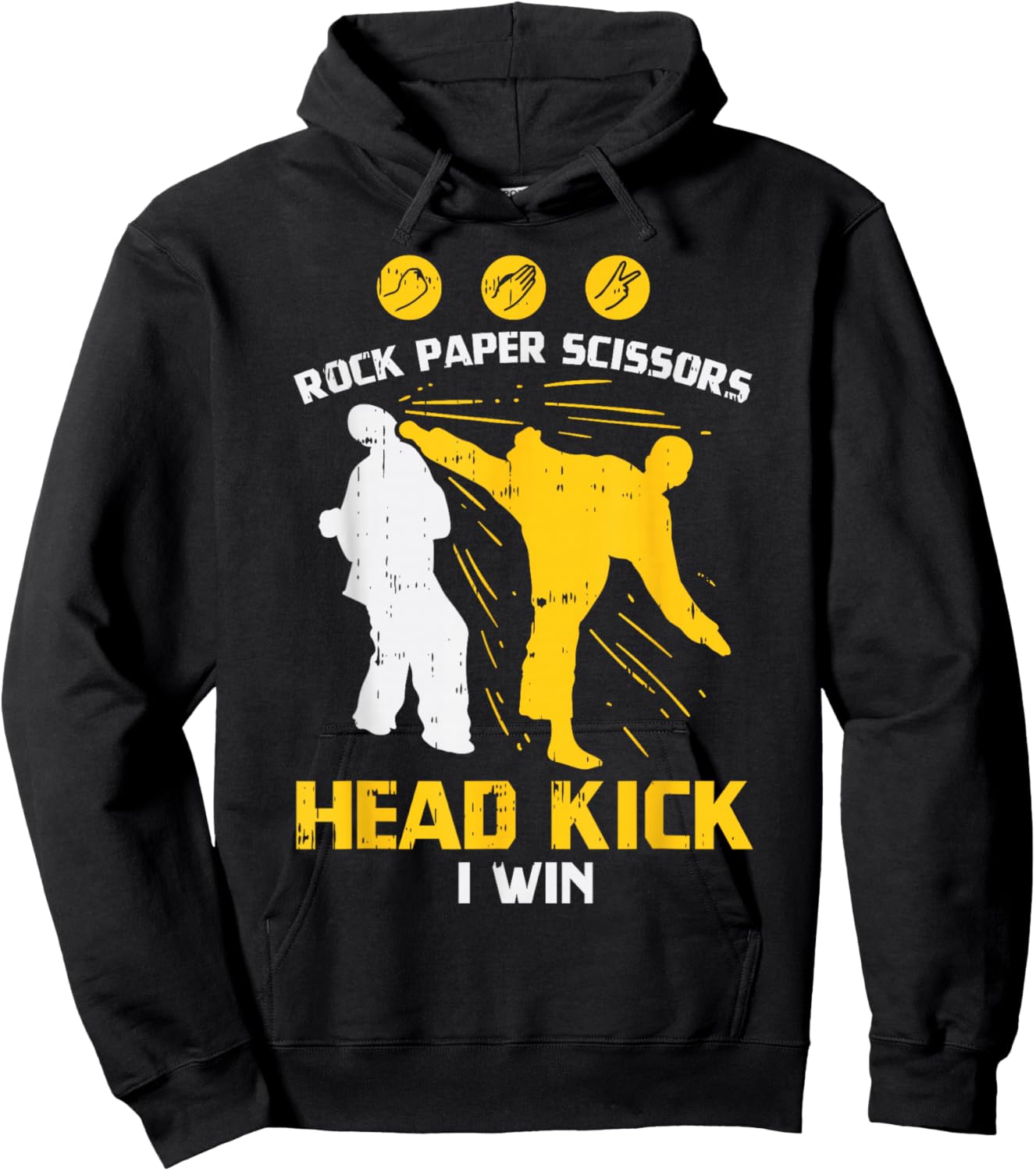 Rock Paper Scissors Headkick Win Funny Taekwondo Karate Gift Hoodie - Hoodie | Black